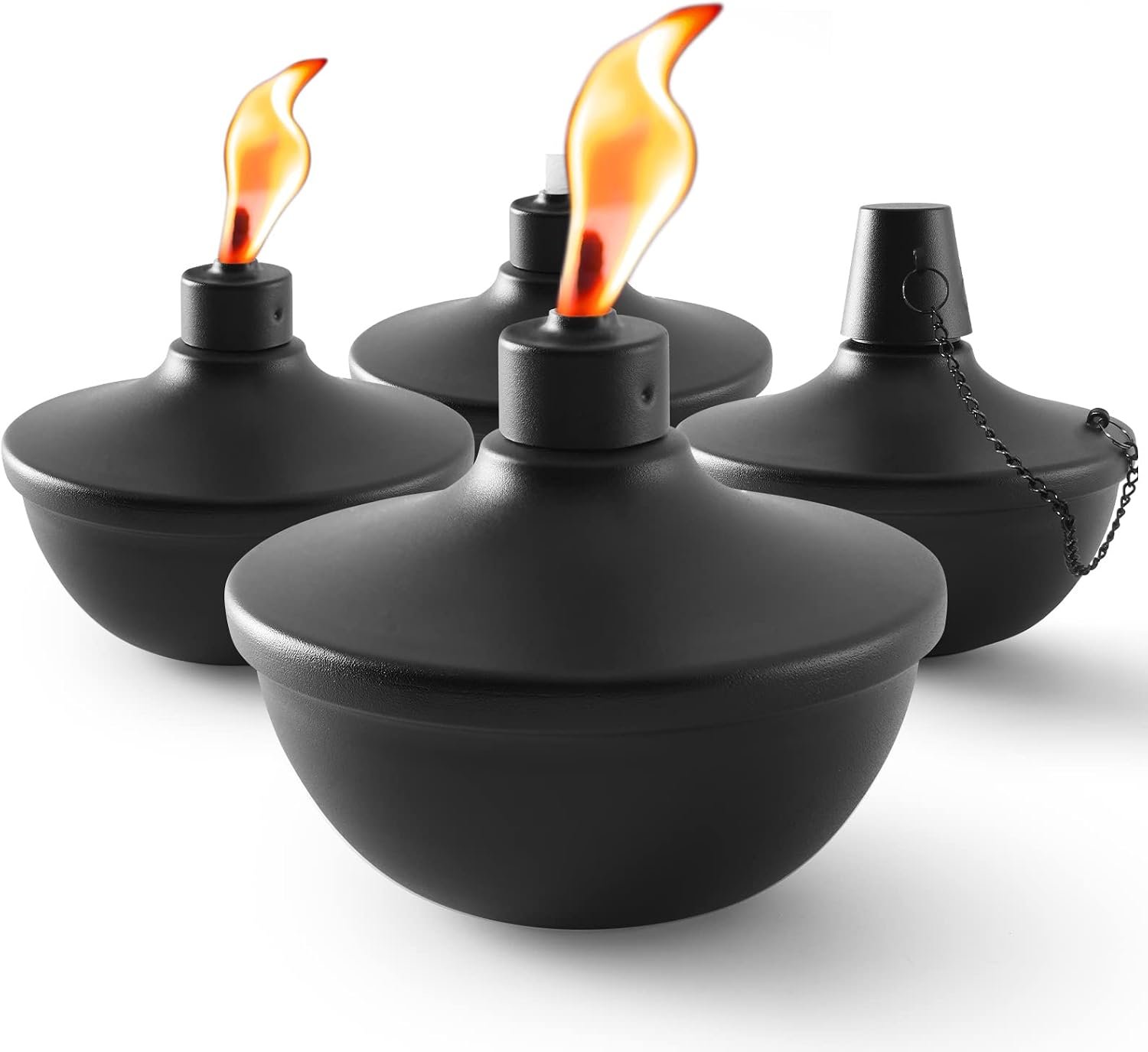 SNOGSWOG 4 Pack Metal Table Top Torches, 22oz Citronella Torches for Outside, Refillable Flame Light Torch, Decorative Tabletop Lantern