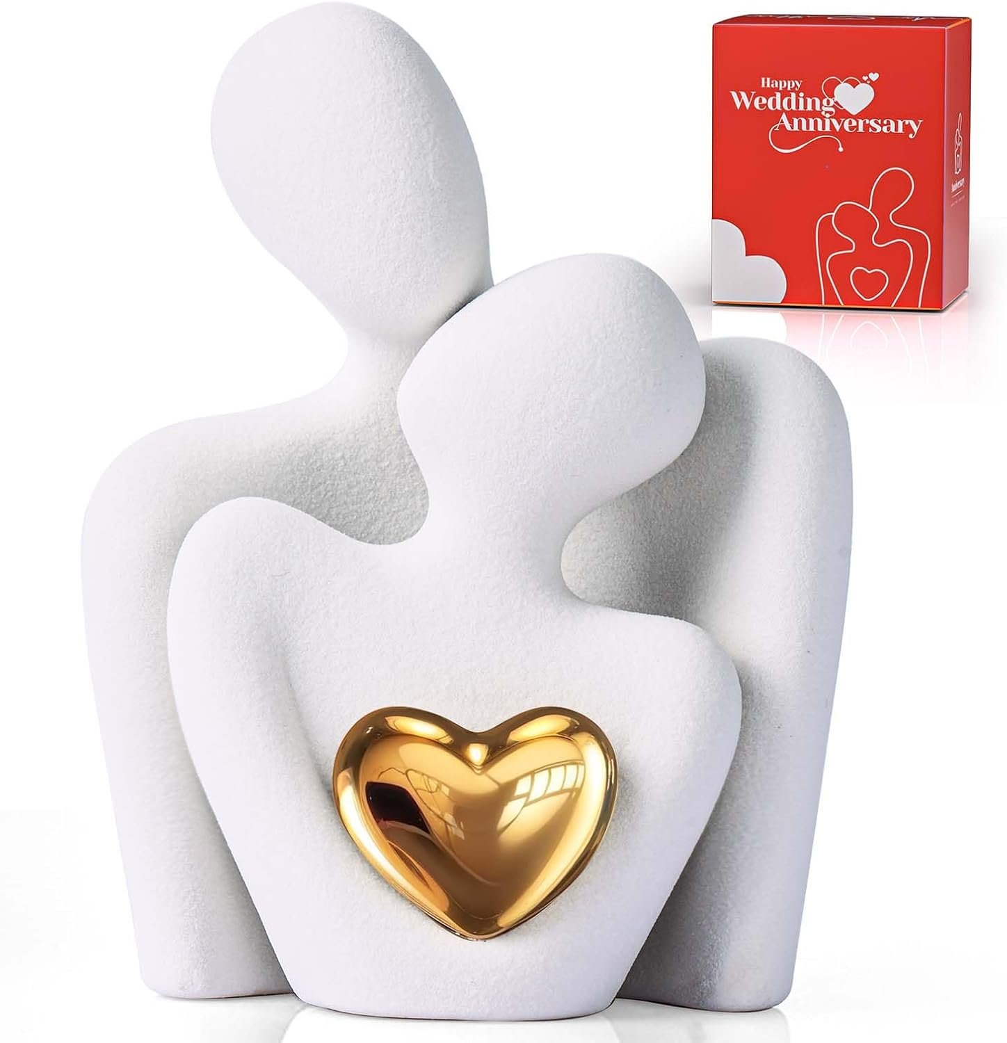 Mini Couple Statue Tv Stand Decor Items for Living Room Home Decor,Bedroom Decor for Couples Sculpture for Anniversary Wedding,Love Gifts for Couples 2026,Knick Knacks for Shelve (White, 3.15in)