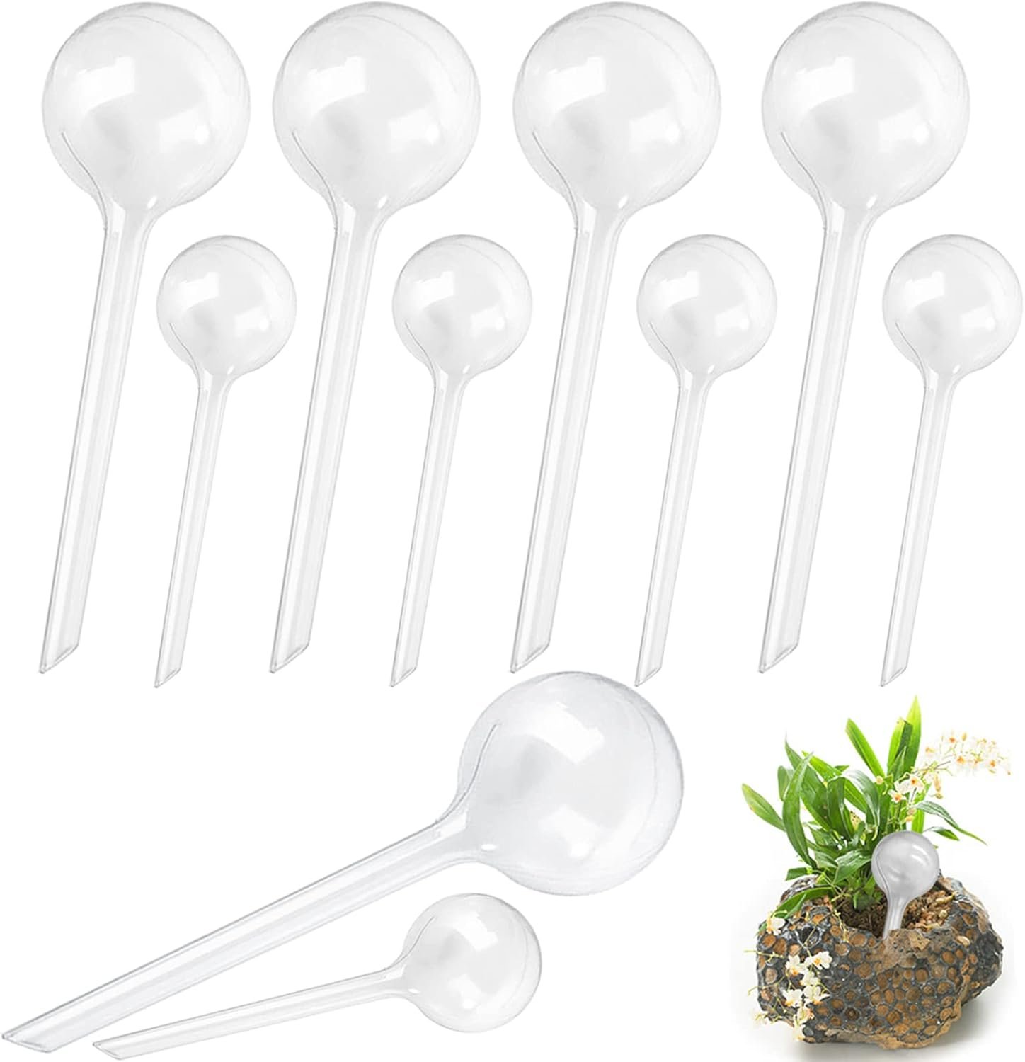 Irrmshr 10 Pack Clear Plant Watering Globes,Plastic Self Watering Bulbs for Indoor Plants,Garden Water Device Automatic Plant Waterer Indoor Outdoor