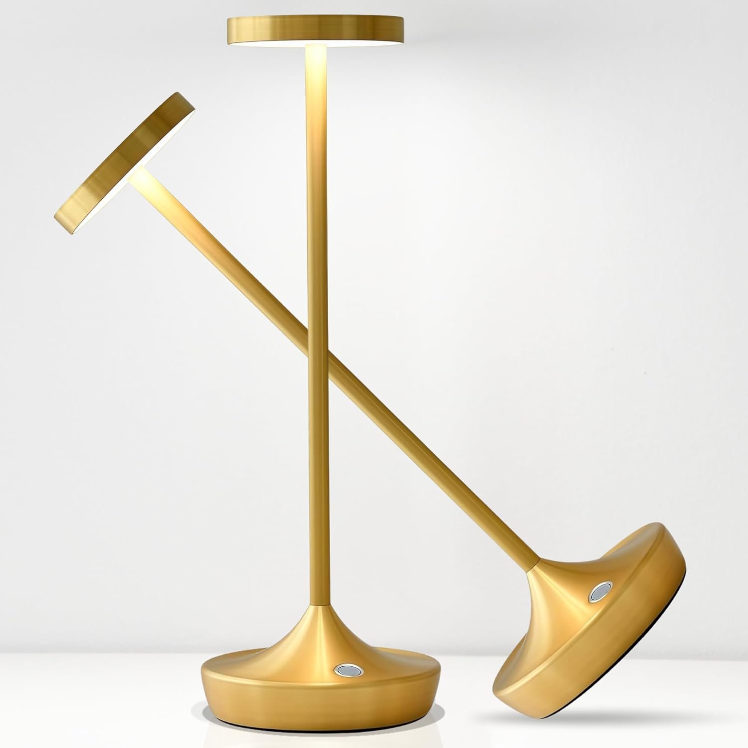 Gold Cordless Table Lamp, Rechargeable 6000mAh Battery LED Desk Lamp, Portable Metal Touch Lamp with 3-Level Dimming, Waterproof Light for Restaurant, Dining Table, Patio, Home Decor (2 Gold)