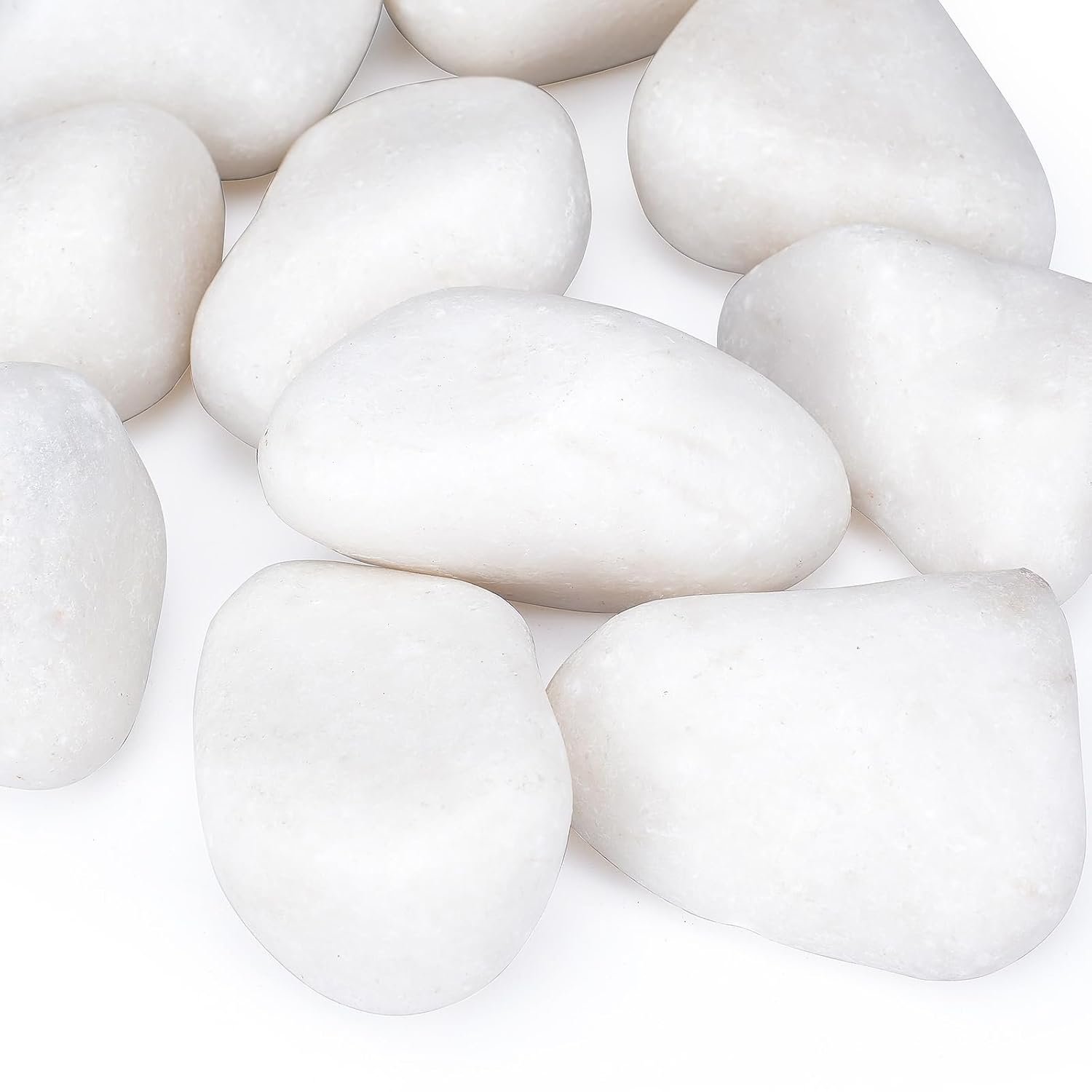 20lbs White Rocks for Landscaping, 2-3 inch Decorative Rocks for Plants Indoor, Large Polished River Rocks for Garden, Outdoor Landscaping, Walkways, Yard, Plants Pots, Vases, Crafts