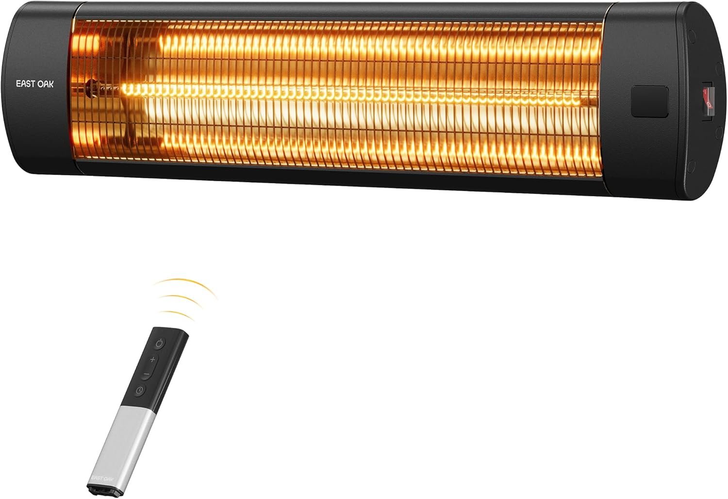 EAST OAK Electric Patio Heater | 1500W Wall Mounted Infrared Heater for Outdoor, Garage, Backyard, Restaurant | 24H Timer, IP65 Waterproof | 3 Heat Levels & Overheating Protection | Black