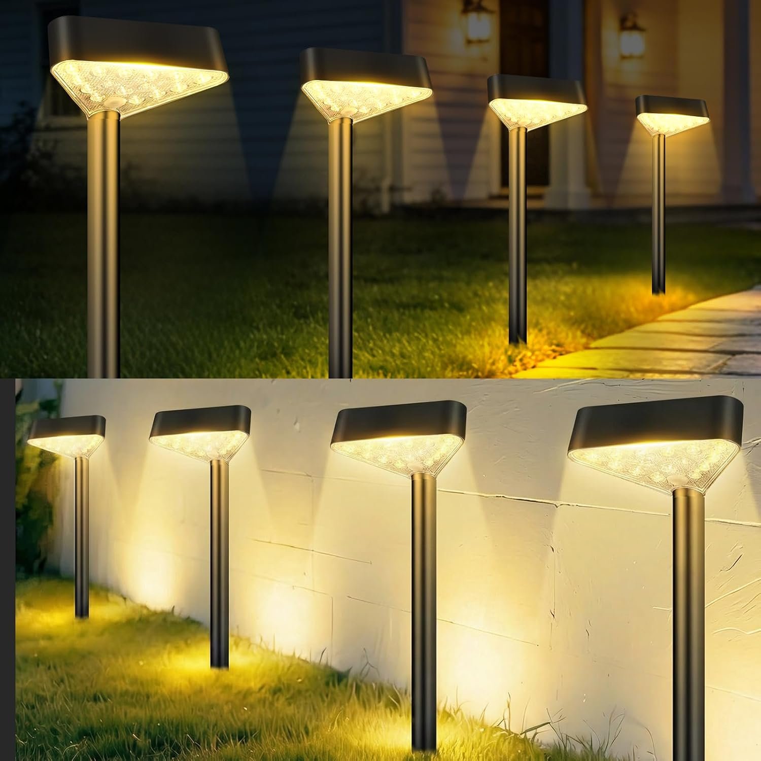 8 Pack Solar Pathway Lights Outdoor, Bright LED Solar Landscape Lights, Waterproof Solar Garden Lights for Yard, Patio, Walkway, Lawn, Driveway(Warm White, 8 Pack)