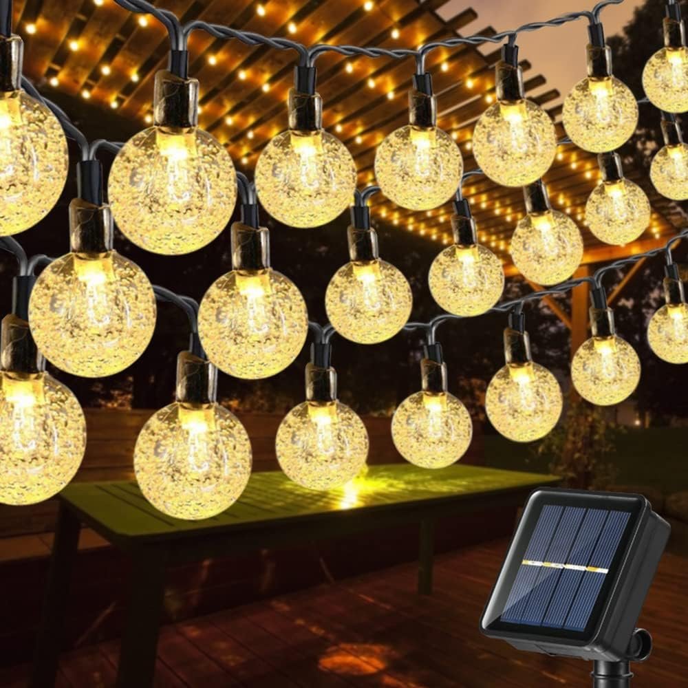 Toodour Solar String Lights Outdoor Waterproof, 56ft 100 LED Globe String Light with 8 Mode, Crystall Ball Lights Solar Patio Lights for Garden, Lawn, Patio, Gazebo, Yard, Outdoor Decor – Warm White