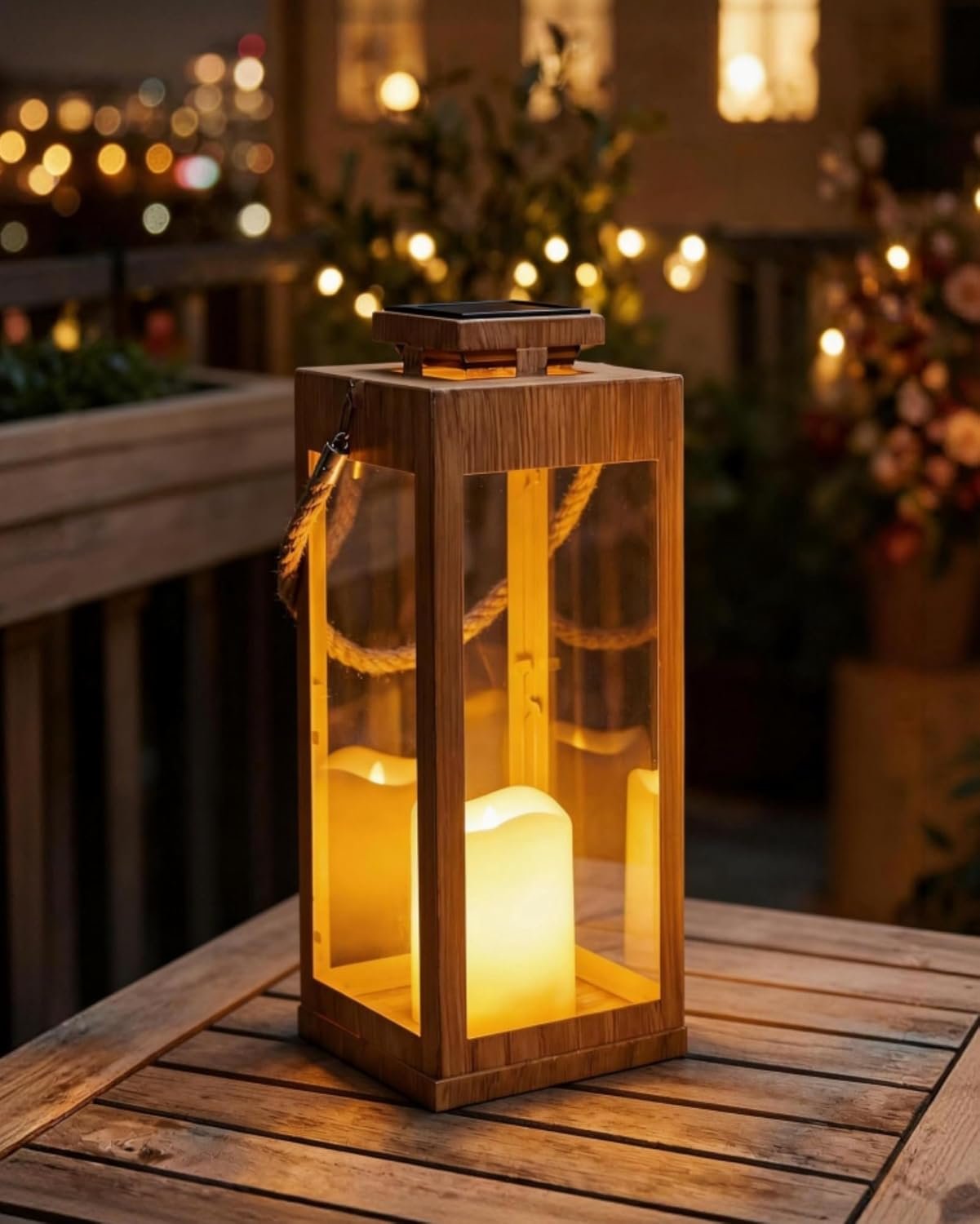 Outdoor Lanterns for Porch, 13.2″ Led Flickering Flameless Candle Lantern, Metal Lanterns Decorative Outdoor, Hanging Solar Lantern for Garden, Patio, Front Porch,Backyard, Balcony, Table