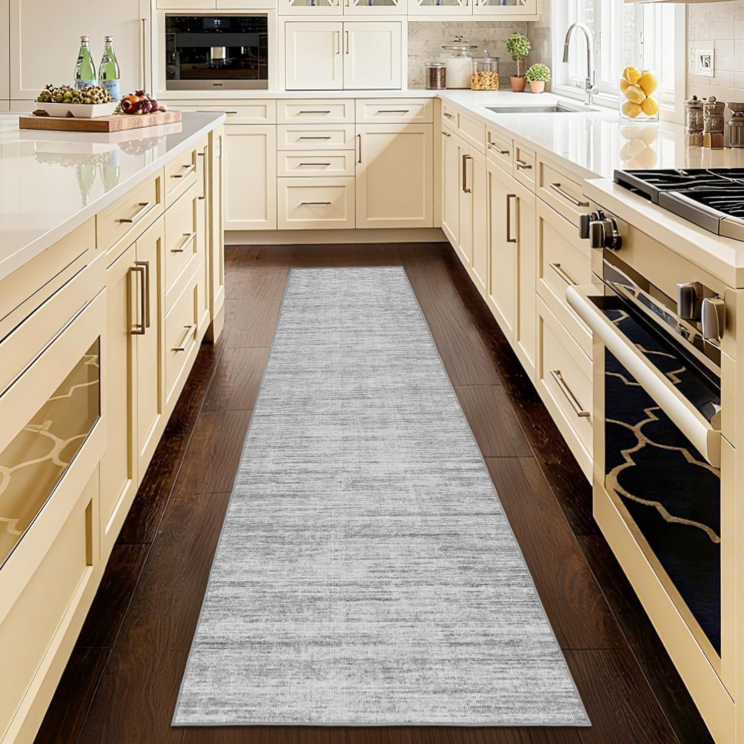 Runners for Hallways 2×8 Kitchen Runner Rugs，Modern Abstract Rug Runners for Entryway，Stain Resistant Washable Runner Rug Non-Slip 8ft Carpet Rug for Bedroom Living Laundry Room（Grey,2’x8’）