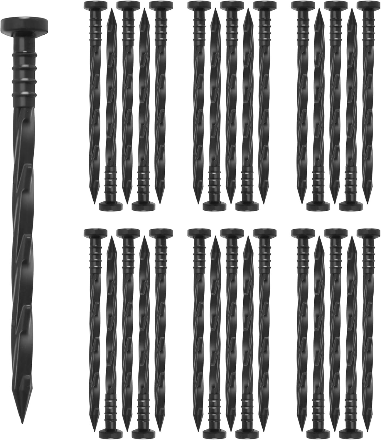 Gardzen 30 pcs Landscape Edging Anchoring Spikes, 6 inches Yard Lawn Paver Edging Stakes for Weed Barrier, Garden Fence, Artificial Turf, Black