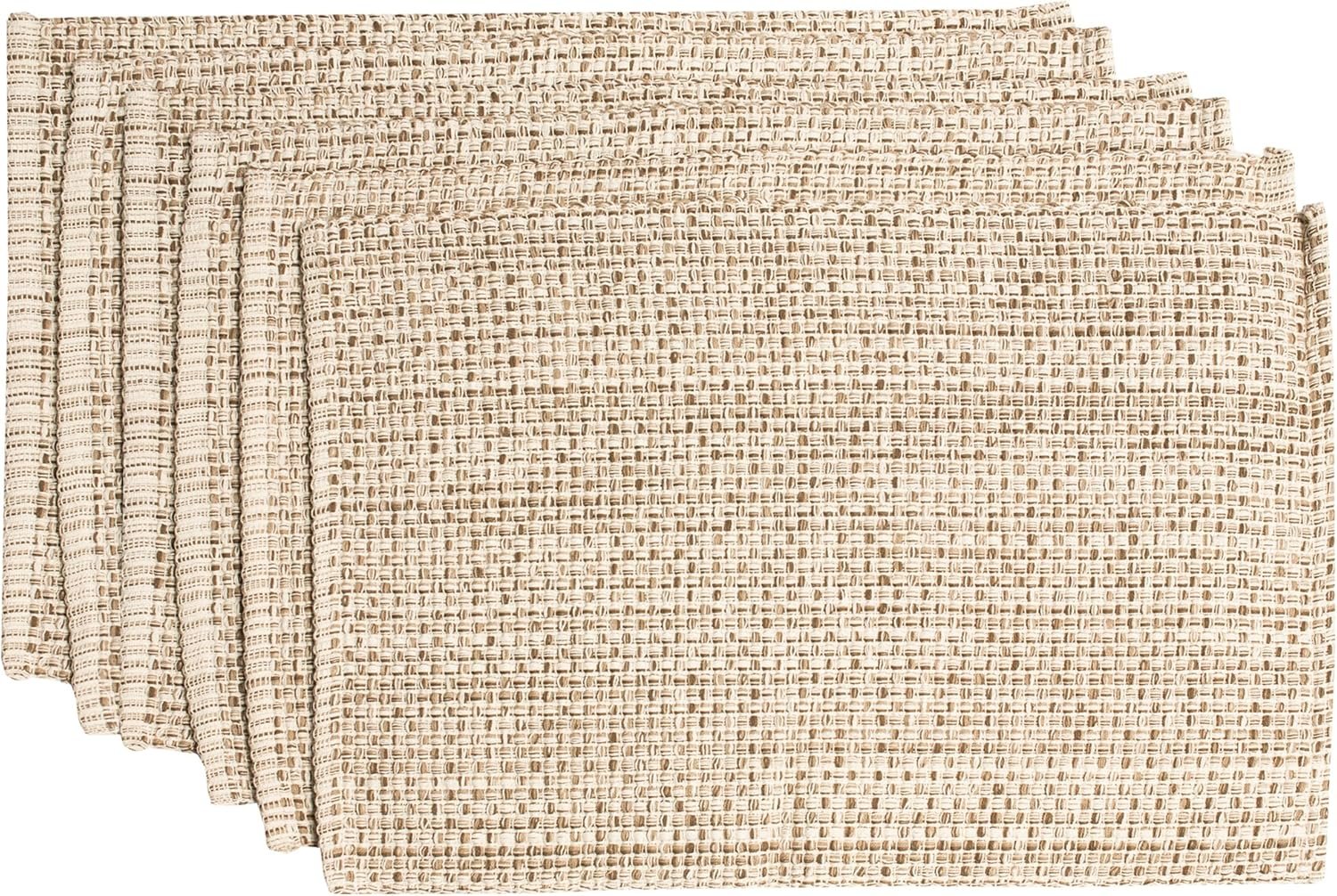 Sweet Home Collection 100% Cotton Placemats for Dining Room Rectangle Two Tone Woven Fabric 13″ x 19″ Soft Durable Table Mat Set, Set of 4, Eggshell