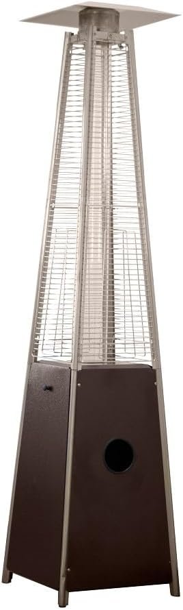 Pyramid Patio Heater, 49000BTU, Hammered Bronze, Variable Control, Wheels Included, Anti-Tilt Protection, Flame-out Protection, Regulator and Hose included, Free Cover