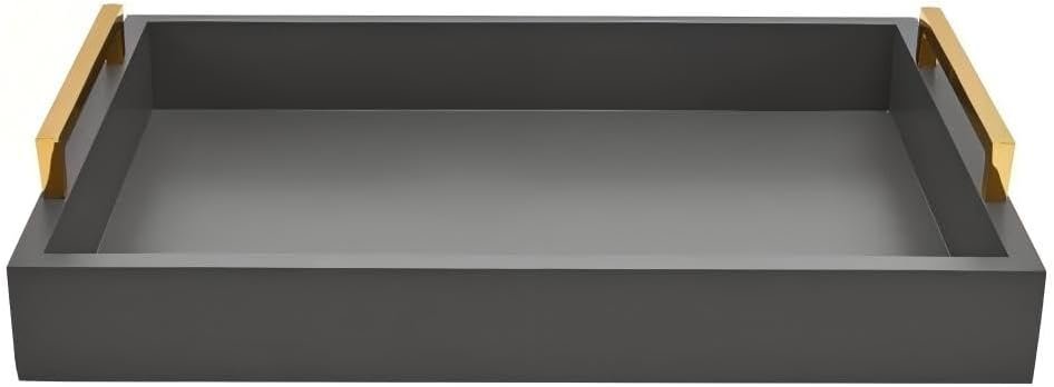 40cm x30cm Serving Trays with Handles, Grey Decorative Serving Tray, Ottoman Trays, Living Room, Bathroom, and Outdoors Decorative Trays (Charcoal)
