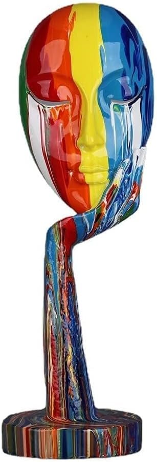 suruim Simple Creative Colorful Female Face Art Statue Thinker Sculpture Abstract Character Crafts Ornament Home Office Bedroom Living Room Study Decoration (Large 15.3×4.9×4.9in)