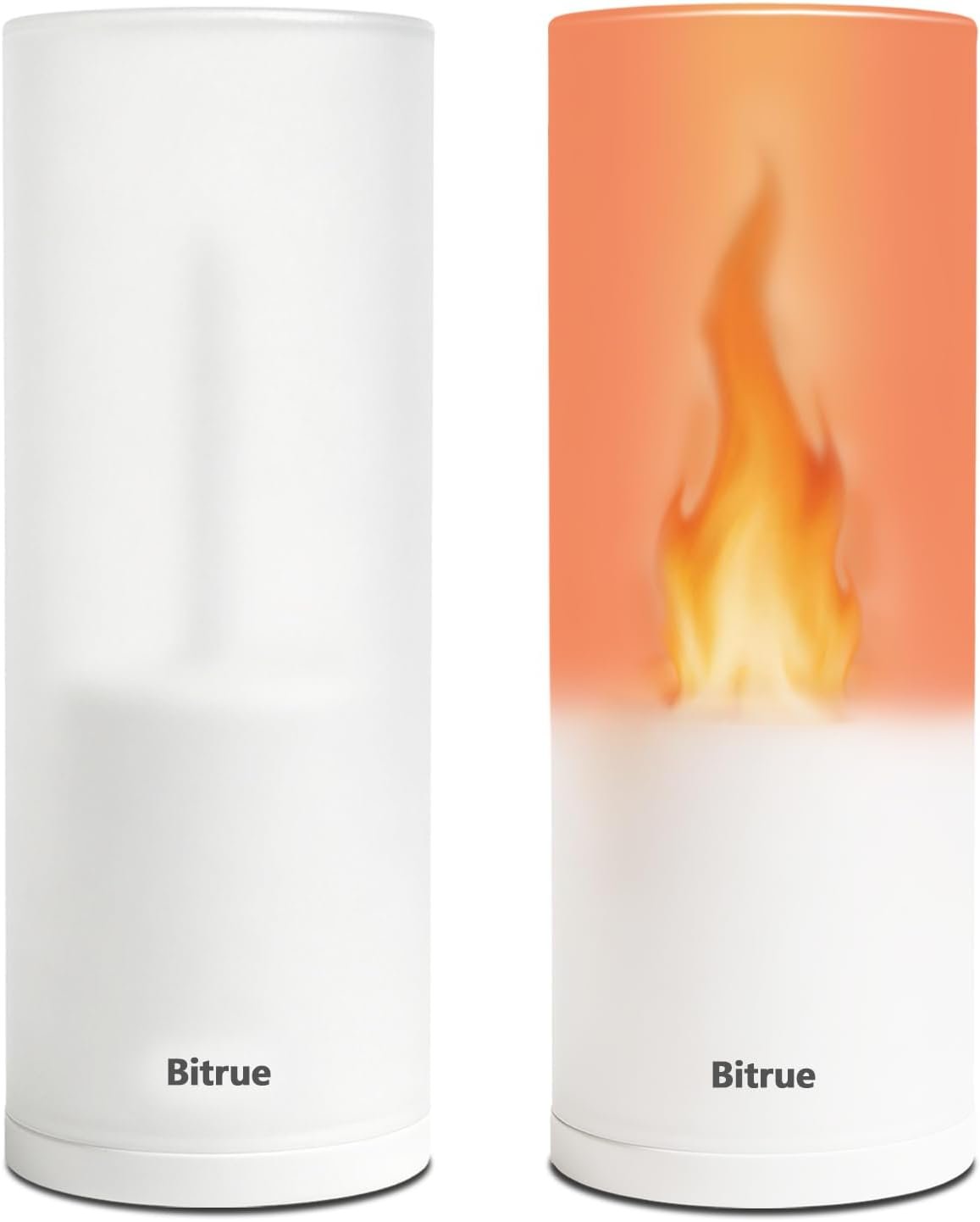 Bitrue 2nd-Gen LED Flame Lights with Remote & Timer – Rechargeable Flameless Candles, 2 Modes, 3 Adjustable Flame Core Lengths for Brightness, 13 Colors for Patio, Wedding, Halloween, 2 Pcs