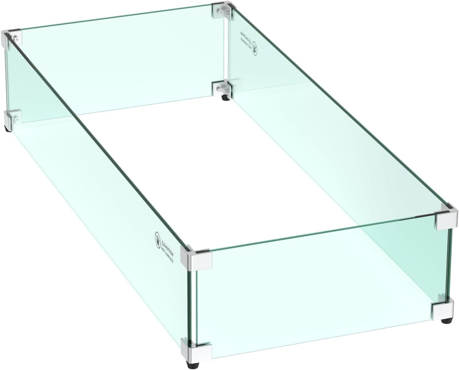 Skyflame 30 x 14 Inches Rectangular Fire Pit Glass Wind Guard for Outdoor