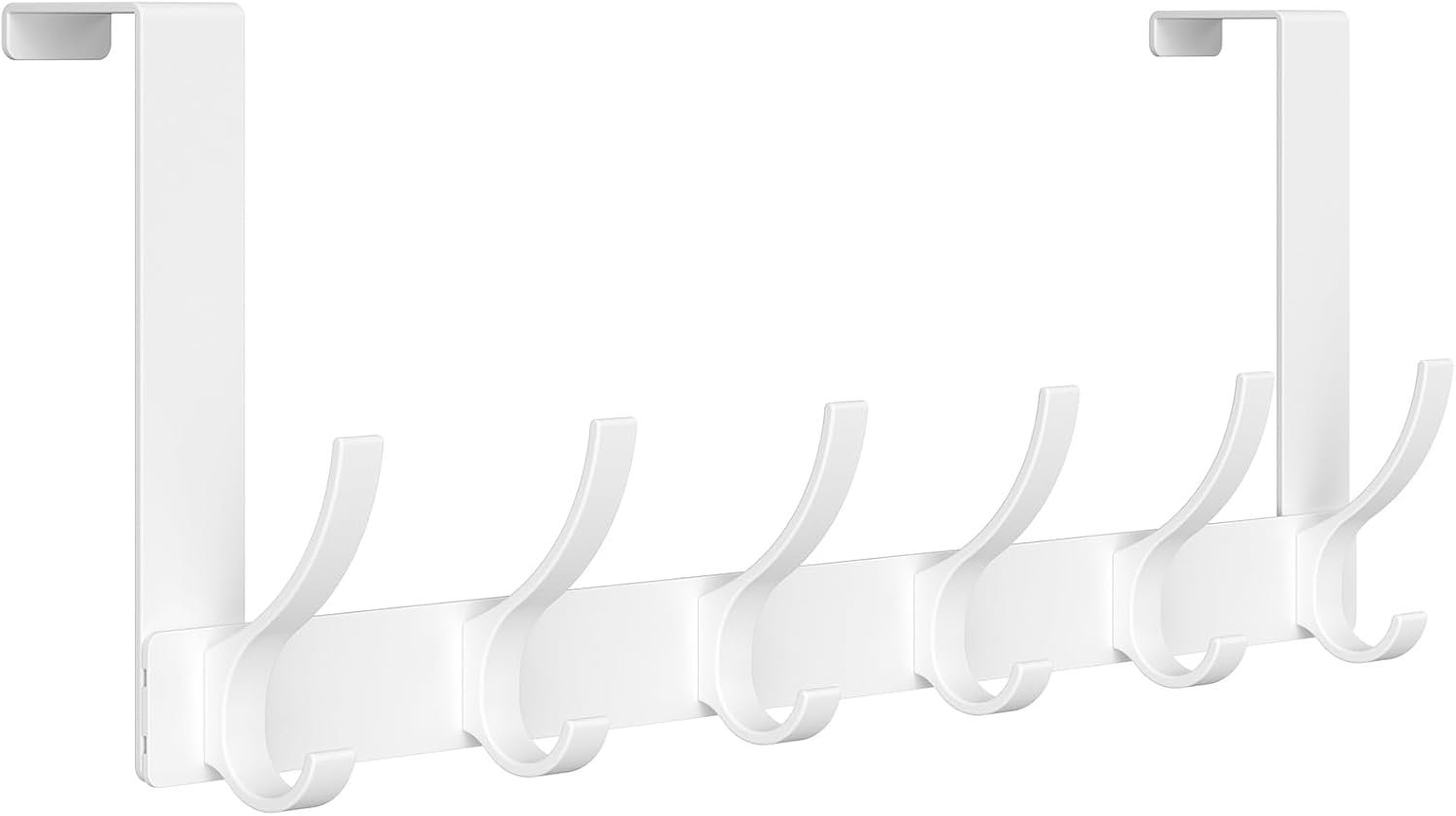 Optish Over The Door Hooks, Door Hanger Hooks for Hanging, Over The Doors Towel Racks for Bathroom with 12 Coat Hook, Coat Rack Bathroom Accessories（1 Pack, White）