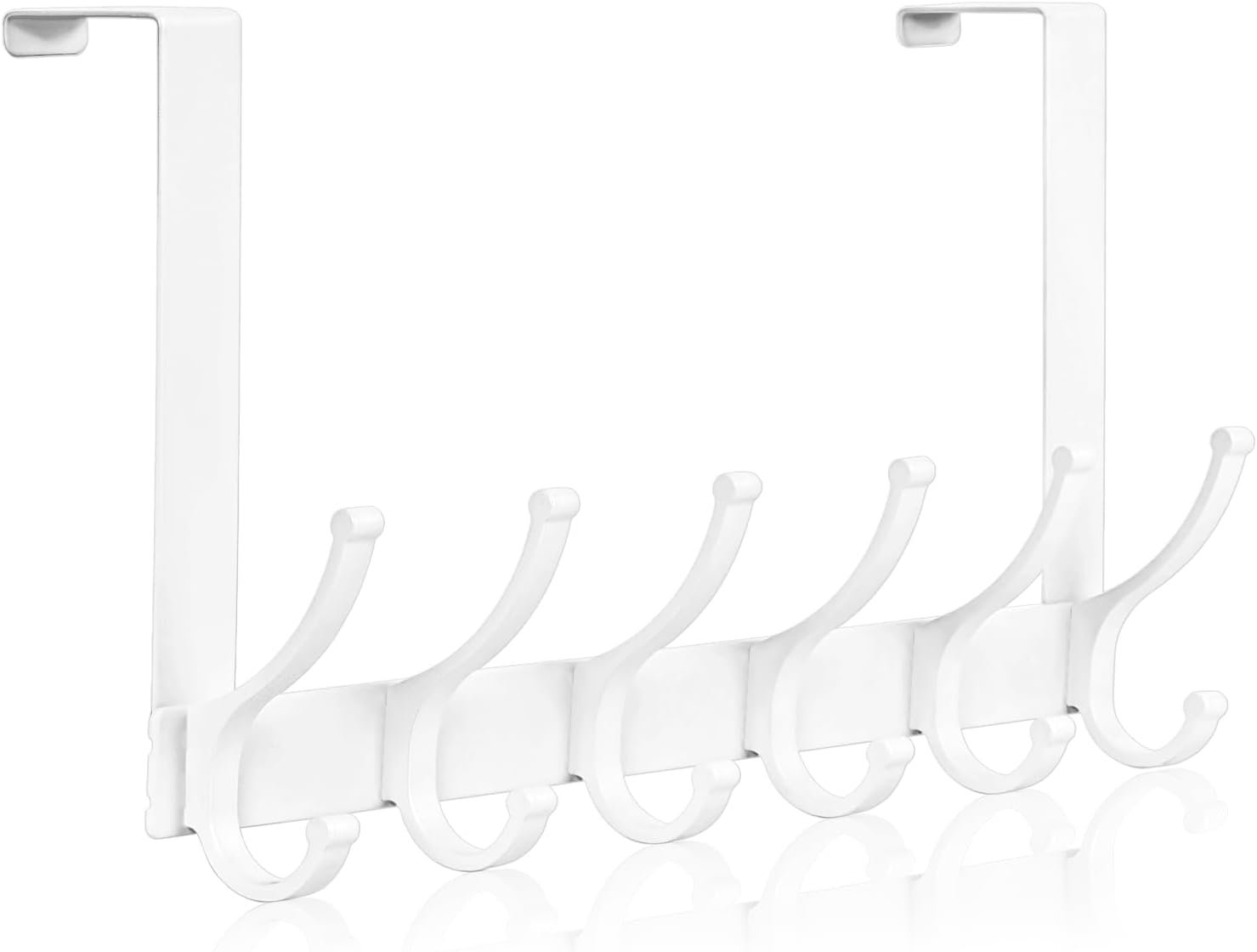Optish Over The Door Hooks, Door Hanger Hooks for Hanging, Over The Doors Towel Racks for Bathroom, Coat Rack Dorm Essentials (1Pack, White, Fit 1-3/4″ Doors)