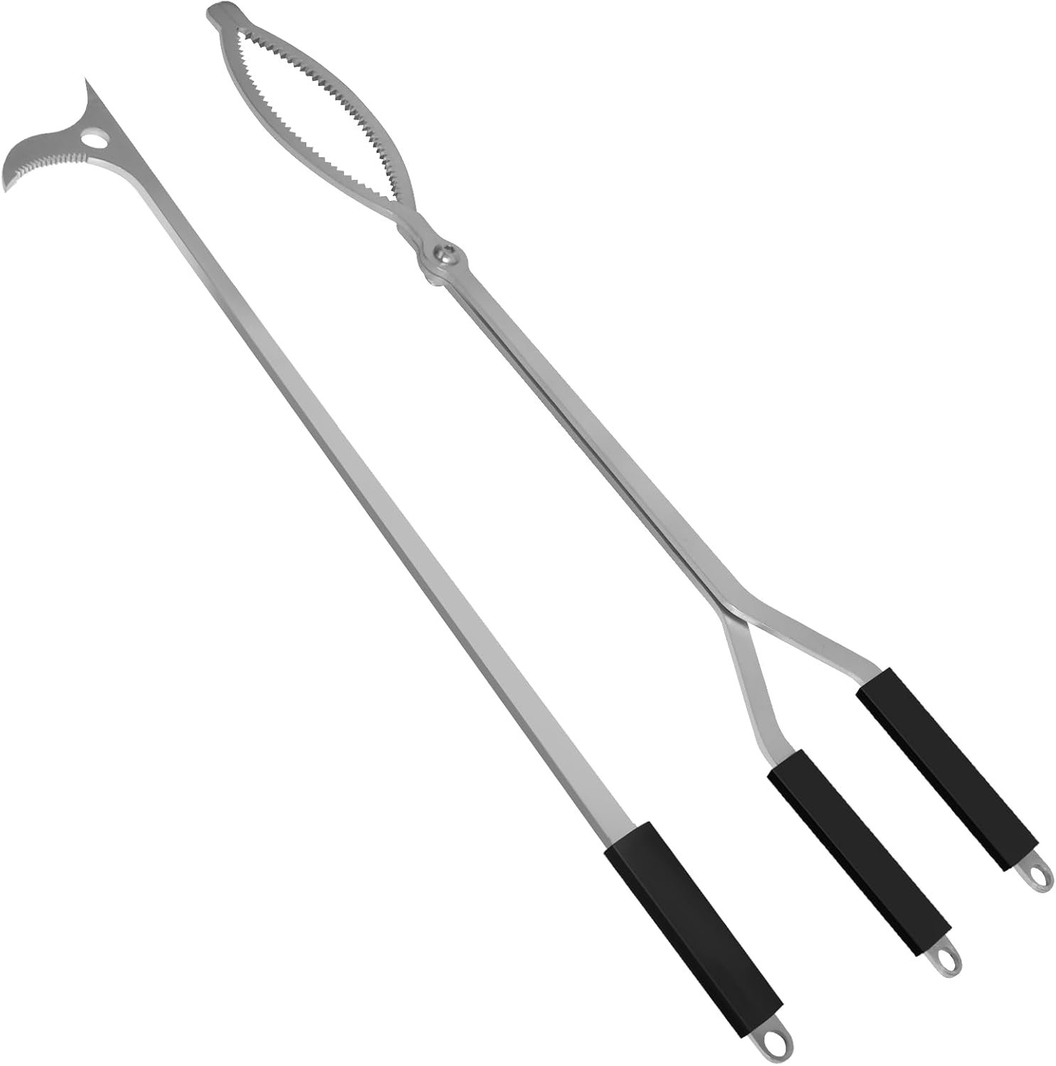 40″ Fire Tongs Fire Pit Tongs Set, Stainless Steel Fireplace Tongs Log Grabber Suitable for Outdoor Fireset Fire Pit Bonfire Camp Fire Backyard Deck Indoor Fireplace Tools