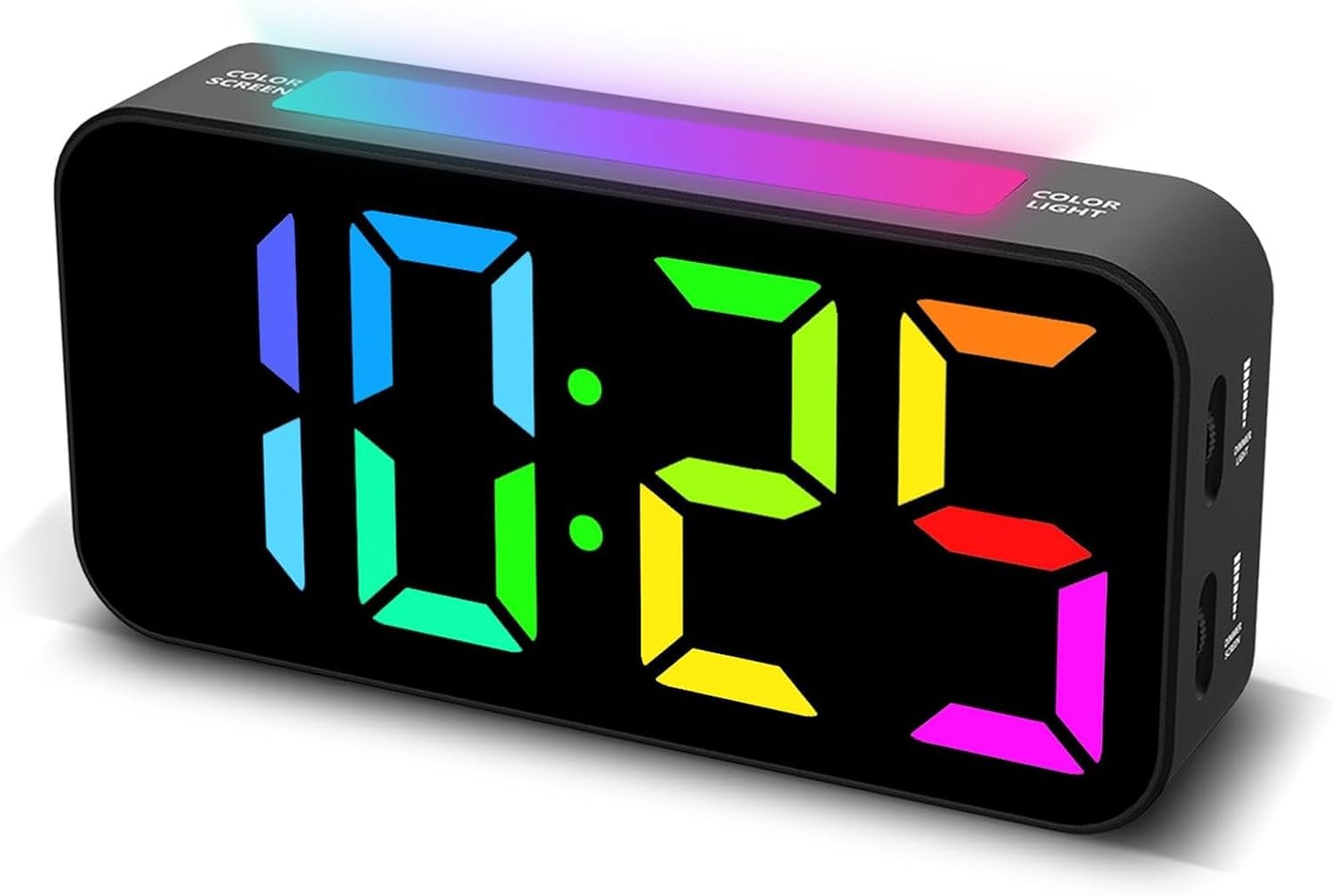 Topski Loud Alarm Clocks for Bedrooms Heavy Sleepers, Plug-in Digital Bedside Clock with RGB Night Light, Large Display, Dual Alarm, Snooze, Dimmable, 3 Volumes