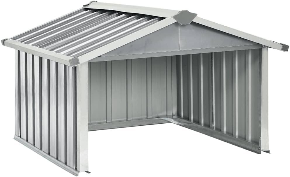 vidaXL Garden Robot Lawnmower Shed Grey | Galvanized Steel Outdoor Storage Solutions Protect Lawn Equipment with Minimalist Design 36.2X38.2X24.8 in Size Sheds Garage Garages Building Buildings