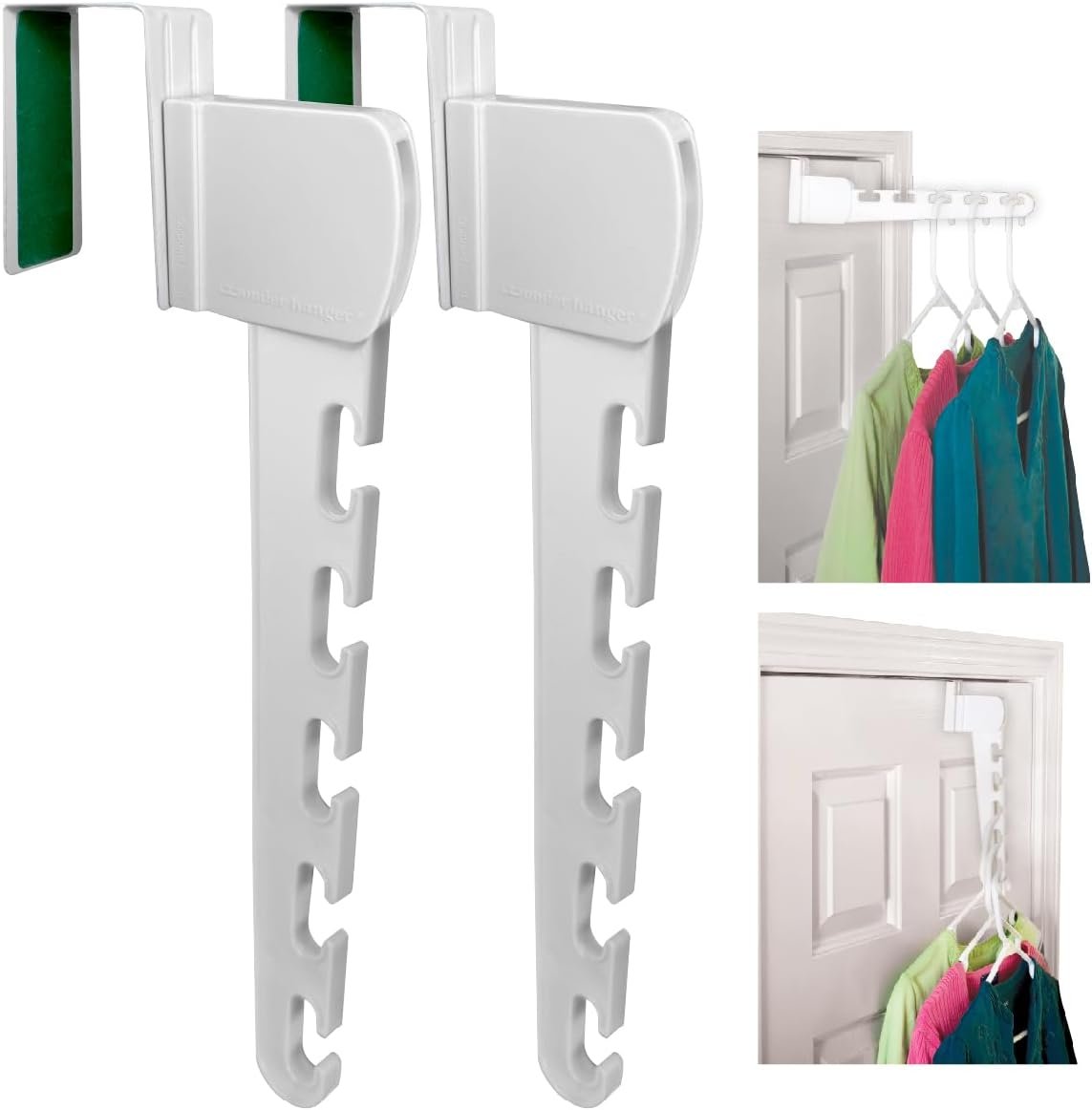 Wonder Hanger Over The Door 2-Pack Organizer for Clothes Hangers, Space-Saving Cascading Hanger Hooks, White