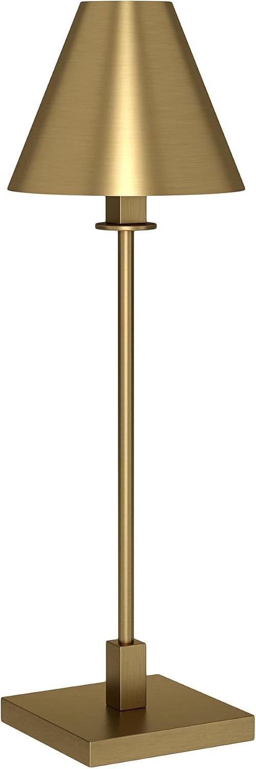 Henn&Hart 28″ Modern 1-Light Table Lamp with Gold Metal Cone Shade for Dining Room, Living Room, or Office, Gold