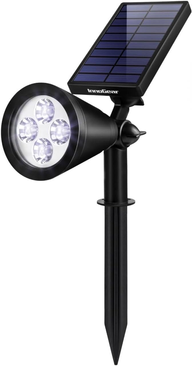 InnoGear Solar Spot Lights, Outdoor Solar Lights Solar Spotlights Flag Pole Light Waterproof Landscape Lighting Outside for Flag Uplighting Backyard Patio Pathway Statue Palm Tree Sign, Cool White