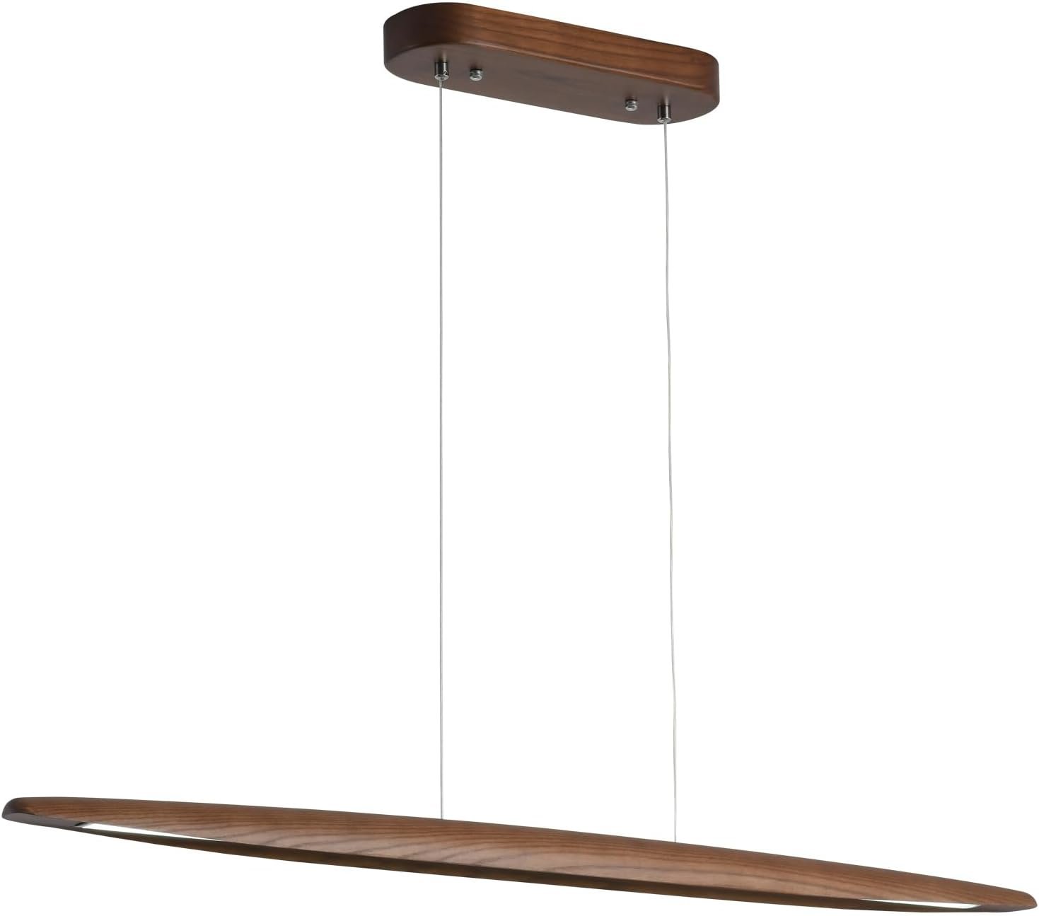 YISDESIGN Wood Linear Pendant Hanging Light Fixture Minimalist Light Linear Chandelier Wood Kitchen Island Lighting 40w Dimmable for Dining Room Dining Table Living Room Pool Table Walnut Color