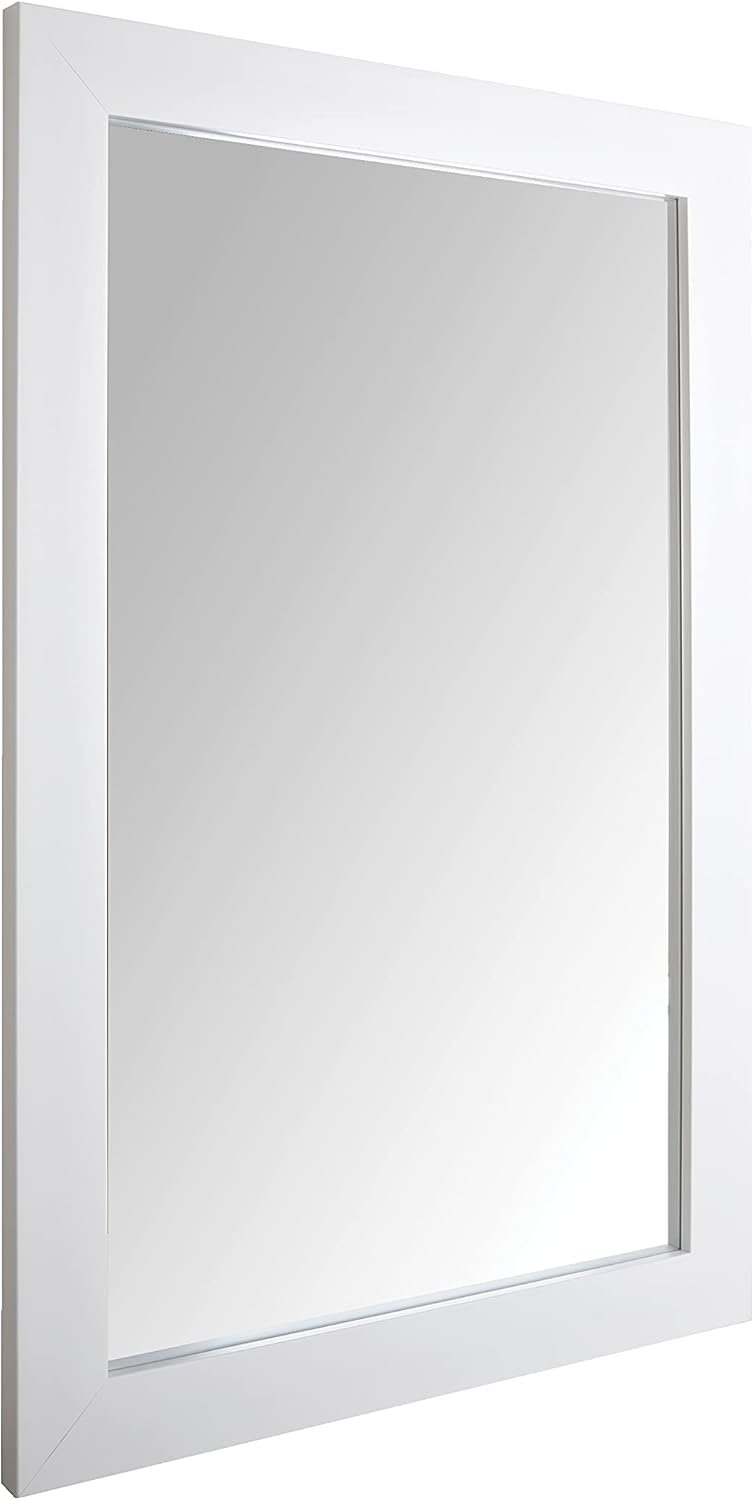 Amazon Basics Rectangular Wall Mount Mirror for Bedroom, Living Room, Entryway, Wide Trim, 24″ x 36″, White