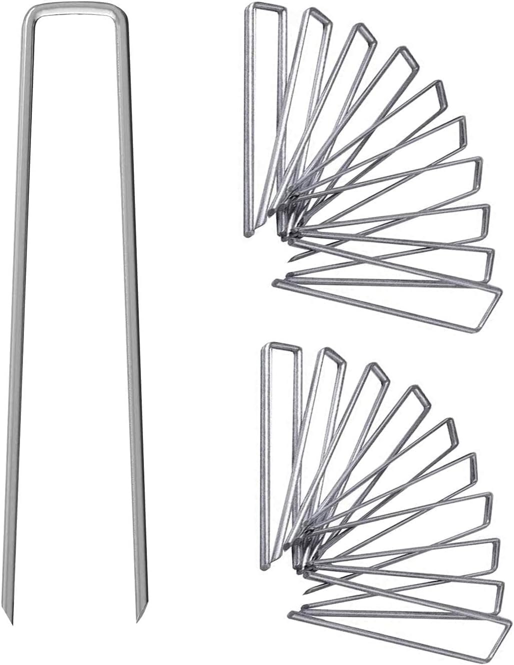 12 Inch Galvanized Garden Landscape Staples Stakes, 25 50 100 PCS Anti-Rust Garden Staples Tent Ground Stakes U-Shaped Landscape Pins for Secure Lawn Fabric, Decoration (25, 12 Inch)