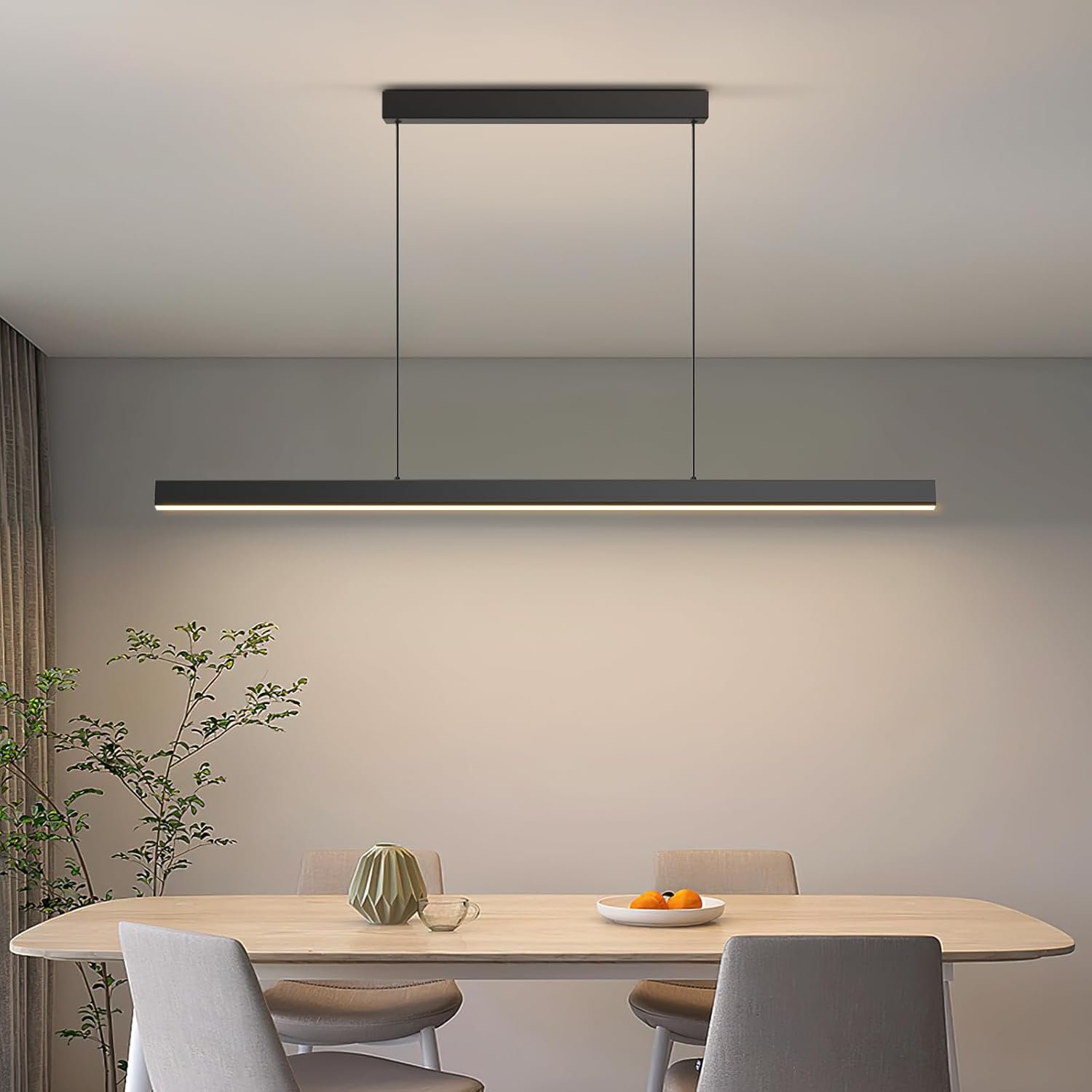 LED Linear Pendant Lights, 47in Island Lighting Fixture 3000k-6000K Dimmable, Chandelier Lamp for Kitchen Dining Room Pool Table Office Bar Garage Workbench