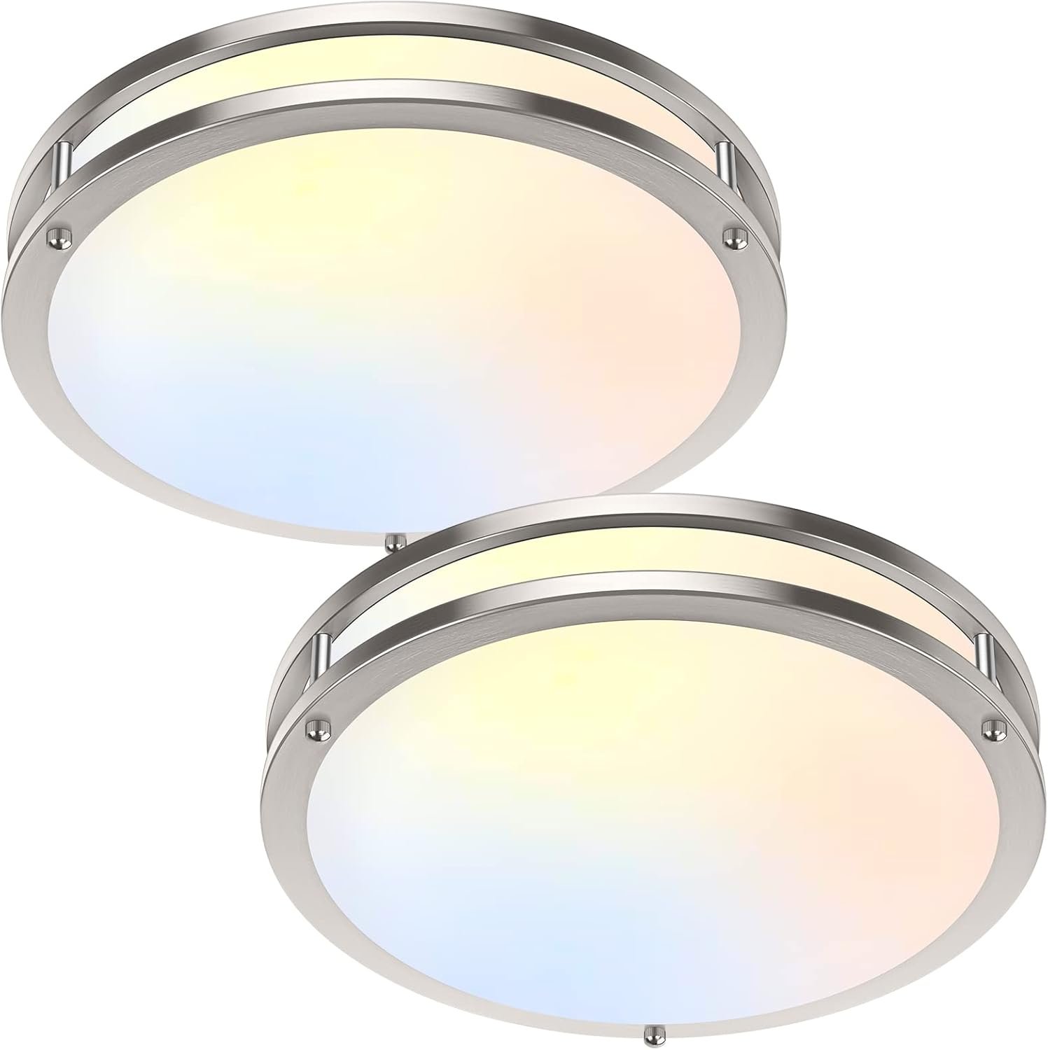 36W LED Ceiling Lights 3600lm Super Bright, Dimmable Flush Mount Light Fixtures 6500K/5000K/4000K/3000K/2700K Adjusted Modern Ceiling Lights 2PACK, 13 Inch Ceiling Lamps for Bedroom Kitchen, Nickle