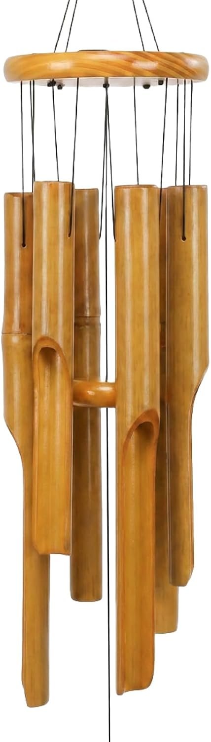 MUMTOP Bamboo Wind Chimes, Outdoor Wooden Wind Chime with Amazing Deep Tone for Garden, Patio, Home or Outdoor Decor