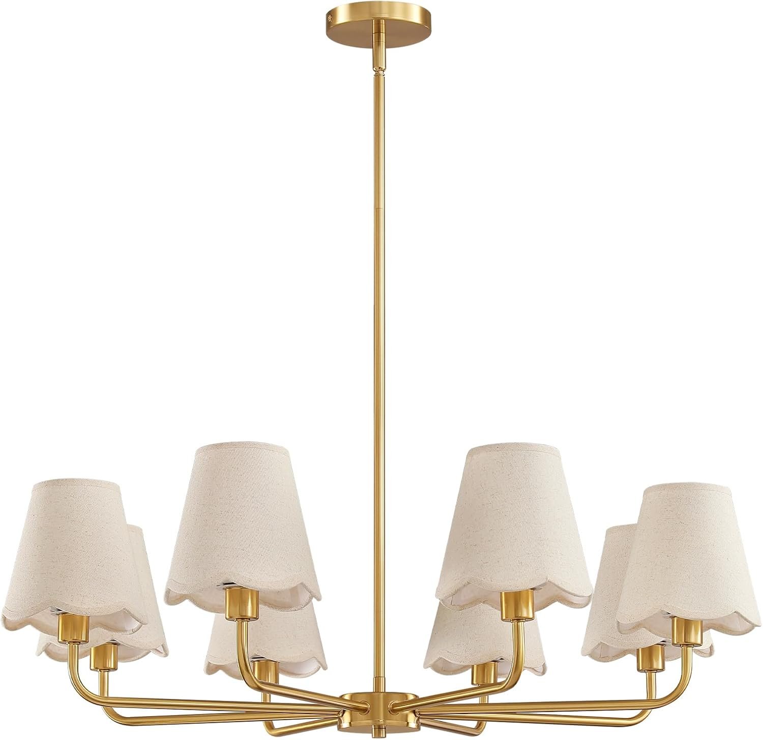 KAISITE Modern Gold Chandelier 8-Light Farmhouse Chandelier for Dining Room Industrial Dining Kitchen Light Fixture Over Table Ceiling Chandelier for Bedroom Living Room Foyer Entryway