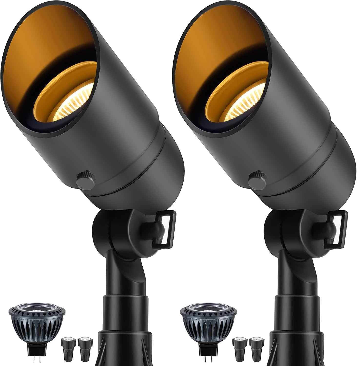 Gardencoin Low Voltage Landscape Spotlight, 12V LED Outdoor Landscape Lighting, Landscape Spot Lights Wired for Garden and Yard, Aluminum Up Lighting Fixture with 5W MR16 Replaceable Bulb (2 Pack)