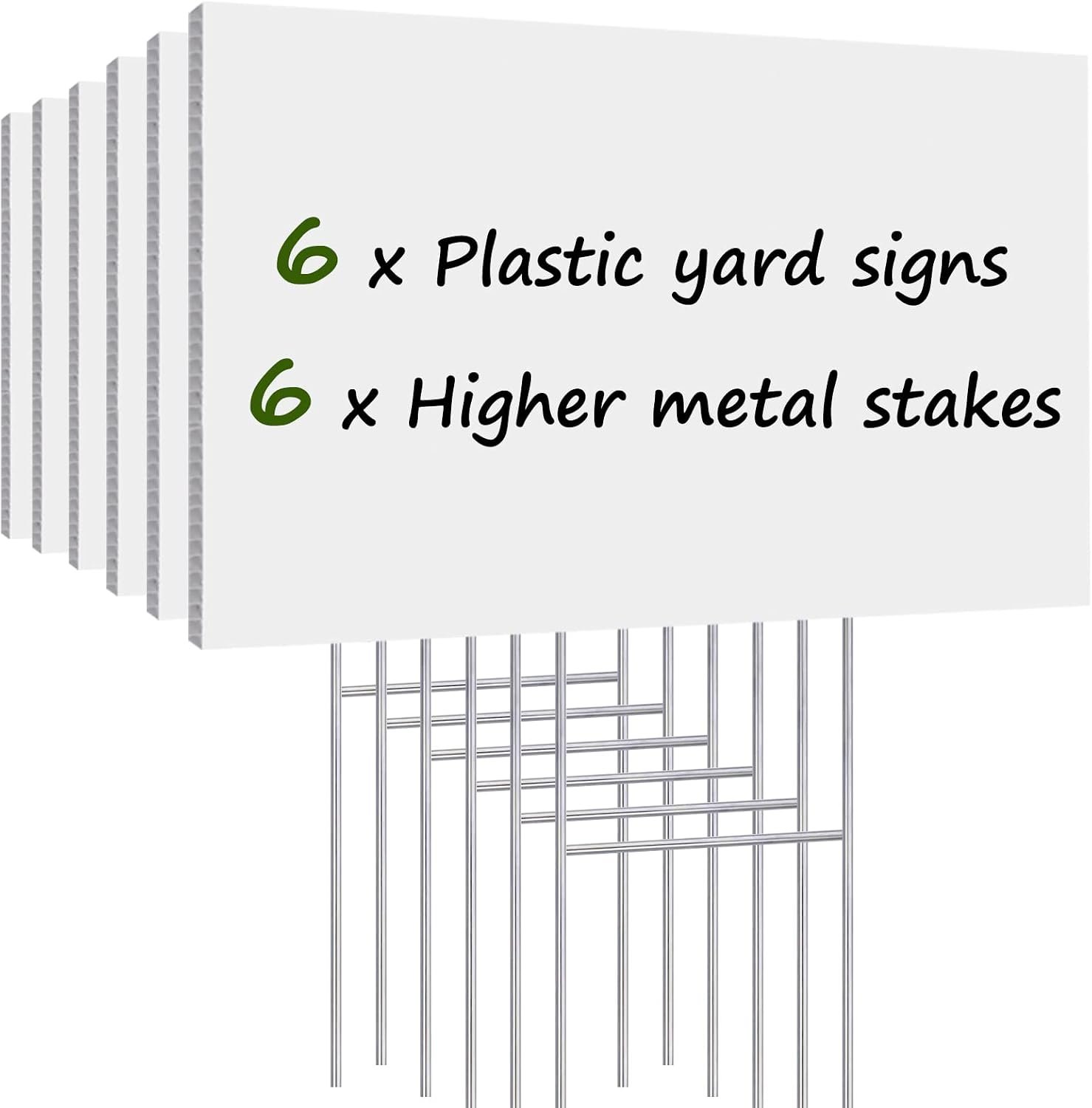 Blank Yard Signs with Stakes, Remiawy 6 Pack Lawn Signs Corrugated Plastic 17×12 Inches Custom Double Sided for Yard Sale Sign Outdoor, Garage Sale, Open House, Estate Sale, Guidepost, Birthday Party