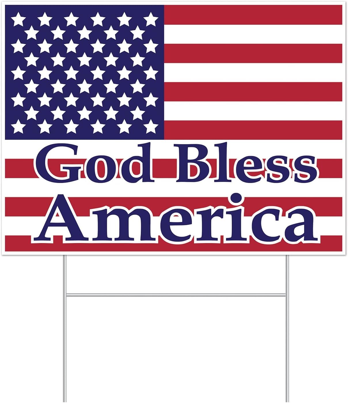 Beistle God Bless America Yard Sign – Patriotic Outdoor Lawn Sign with USA Flag Design, Corrugated Plastic & Metal H Stake for 4th of July, Memorial Day, Veterans Day and American Pride, 11½” x 15½”