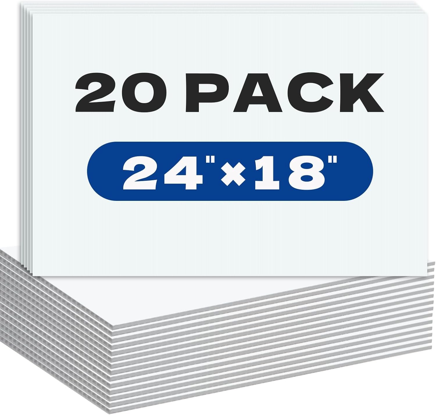20 Pack Large Blank Yard Signs with 18 x 24″, Corrugated Plastic Board for Estate Garage Sale, Party, Birthday, Wedding, Campaign, Parking, Make Your own Outdoor Sheets, White