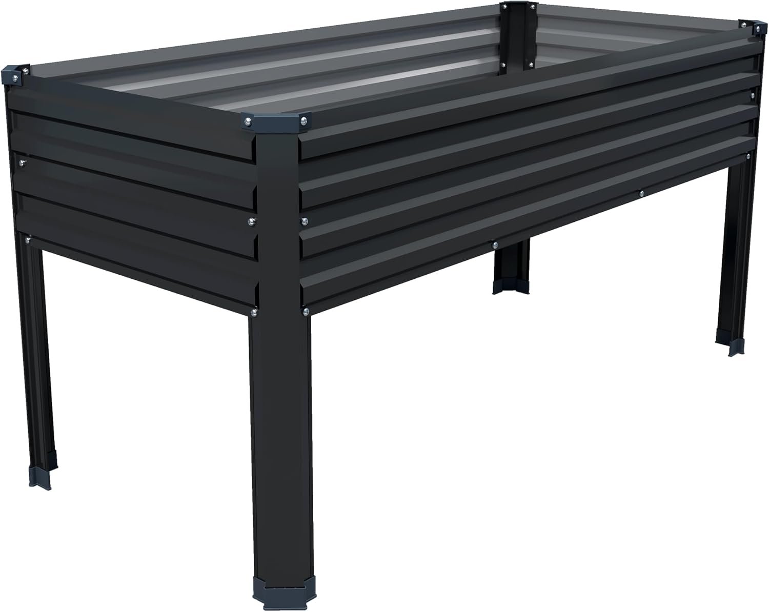 DIIYIV Galvanized Raised Garden Bed with Legs,48×24×30in Elevated Planter Box for Backyard,Garden, Patio, Balcony, 350lb Capacity,Planters for Outdoor Plants,Black