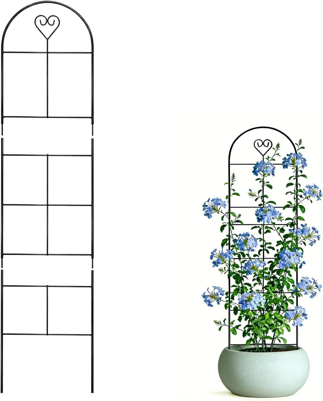 46″ Metal Garden Trellis, 3-Section Plant Trellis for Climbing Plants Indoor & Outdoor, Plant Support for Roses, Vines & Vegetables, 1 Pack, Black
