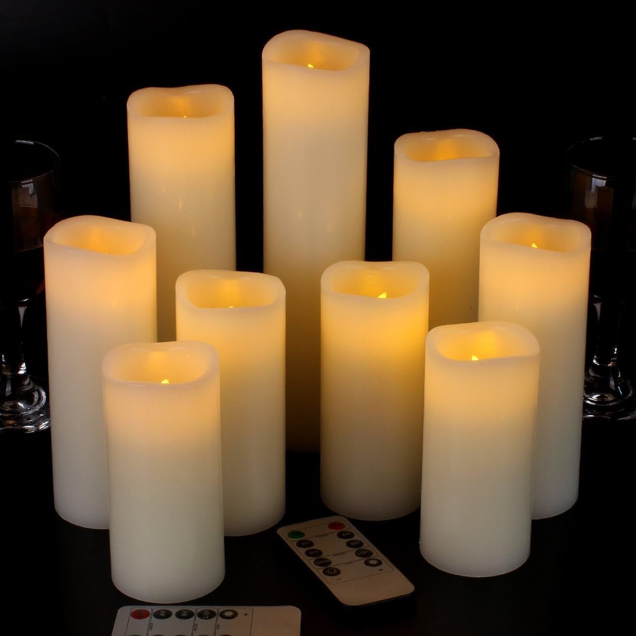Vinkor Flameless Candles Battery Operated Candles Real Wax Pillar LED Candles with 10-Key Remote and Cycling 24 Hours Timer (Ivory 4″ 5″ 6″ 7″ 8″ 9″)