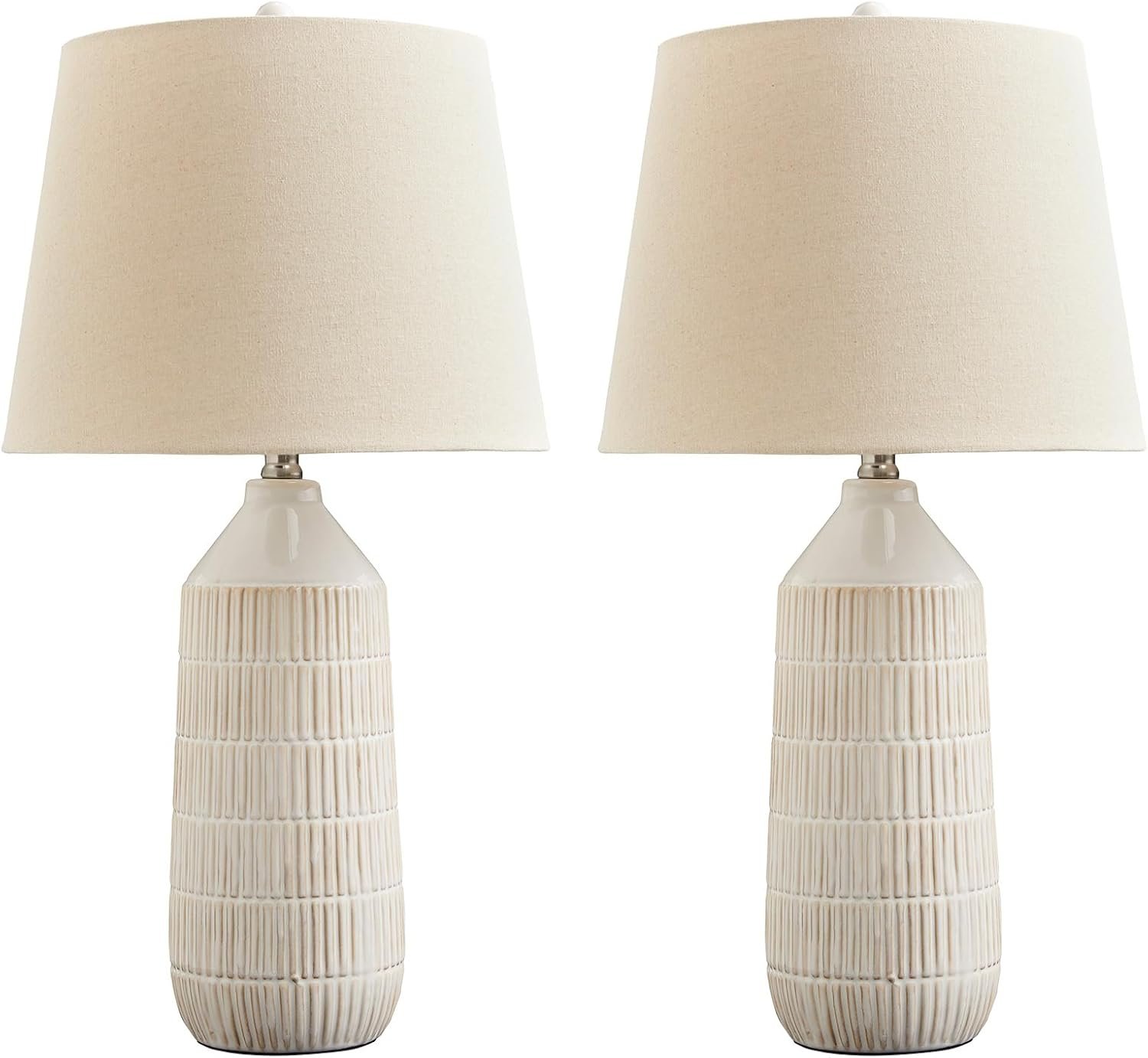 Signature Design by Ashley Willport Modern 26.5″ Ceramic Table Lamp, Set of 2, Beige