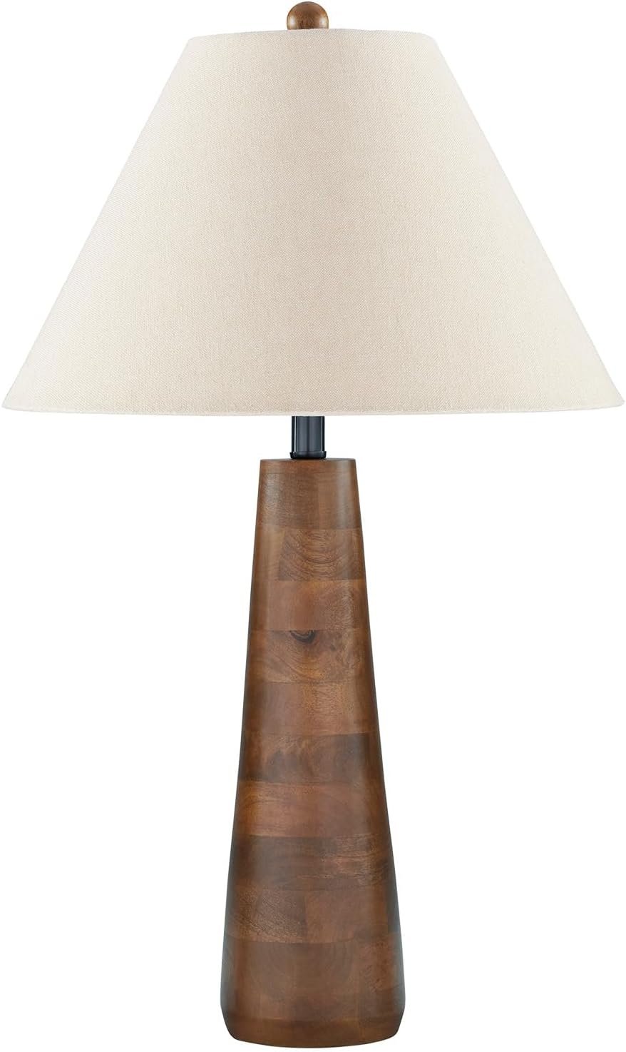 Signature Design by Ashley Danset Casual Contemporary UL Listed Table Lamp with Empire Hardback Fabric Shade and 3-Way Switch, Wood, 30.13″ High, Brown