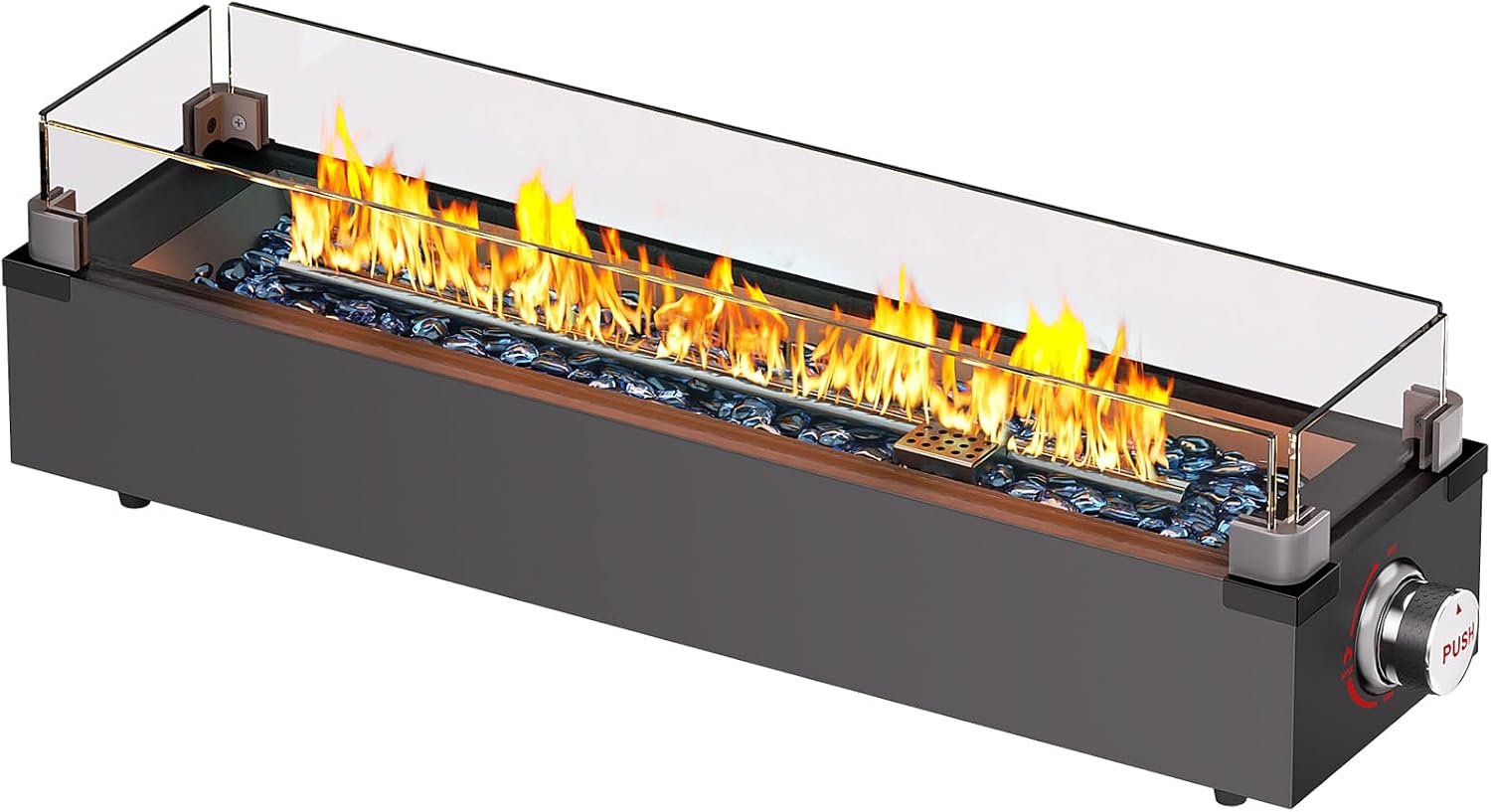 Ciays 28 Inch Table Top Propane Fire Pit, 50,000 BTU Tabletop Firepit with Glass Wind Guard & Glass Beads, Portable Outdoor Portable Fireplace for Patio and Camping