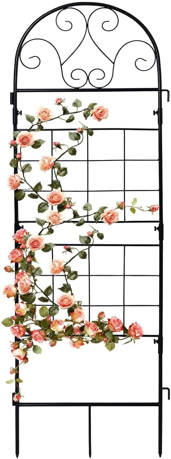 hogardeck 1PC 45×14 Inch Heavy Duty Metal Trellis – Black Rustproof Coated Outdoor Garden Support for Climbing Plants, Roses, Vegetables