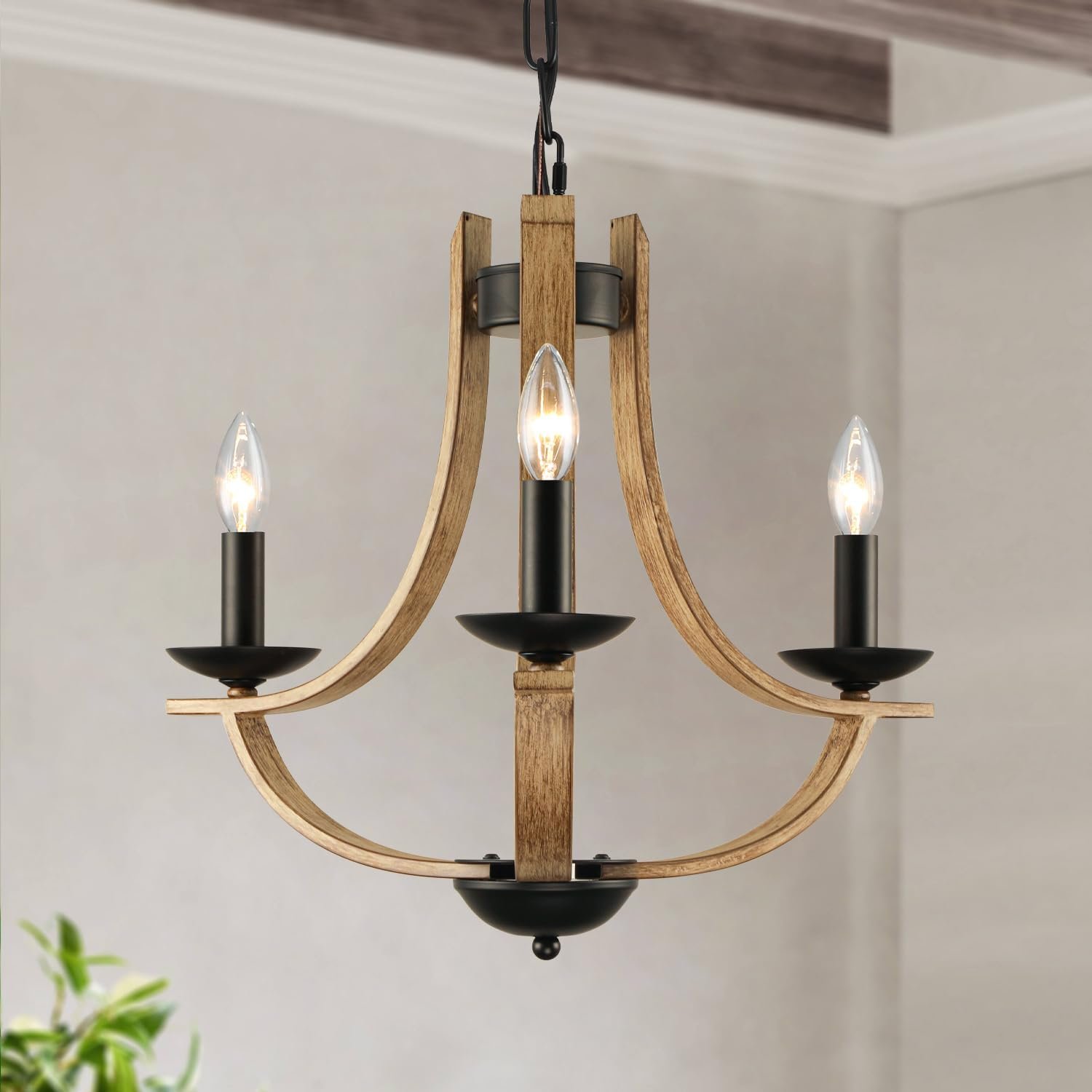 LAMPKEDUO Farmhouse Chandelier for Dining Room 3-Light 19″ Wide Adjustable Kitchen Island Pendant Lighting, Rustic Hanging Light Fixture for Entryway Foyer Bedroom Living Room,