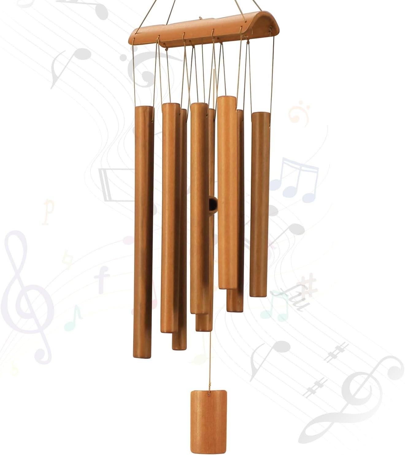 VIREKM Bamboo Wind Chimes, Memorial Sympathy Wood Wind Chimes Wooden Windchimes for Outdoors with Natural Sounds, Indoor Decorations for Patio Porch Garden Decor and Backyard