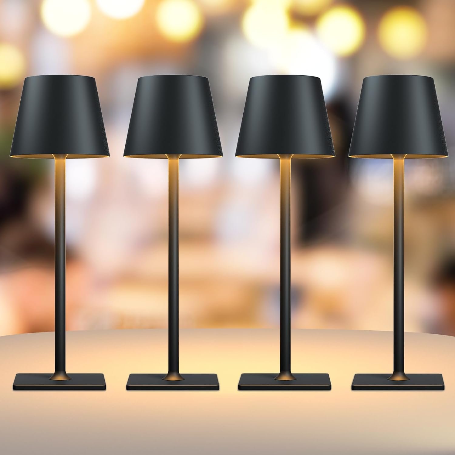 Yogaret 4 Pack Rechargeable Cordless Led Table Lamps,Cordless Lamp with 6000mAh Battery Operated, Portable Indoor/Outdoor Table Lamp for Patio Restaurant Home Dinner Dining Kitchen