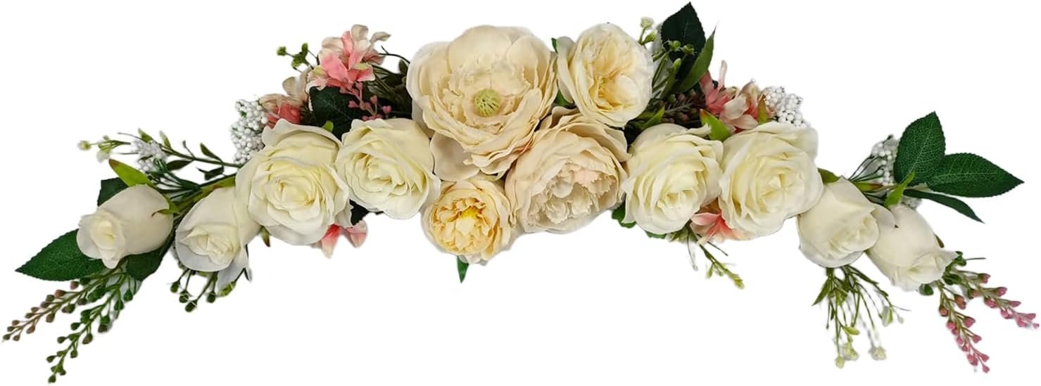 Arch Flowers, OrgMemory Artificial Floral Swags, 20″ Length in Bent, Decorative Swag, Artificial Flower Swag for Door Party Wall Home Decor (Champagne)