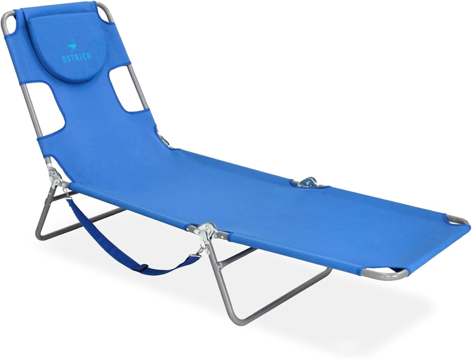 Ostrich the Original Chaise 72 x 22 Inch Lounge Portable Reclining Lounger, Outdoor Patio, Beach, Lawn, Camping, or Pool Tanning Chair, Ocean Blue