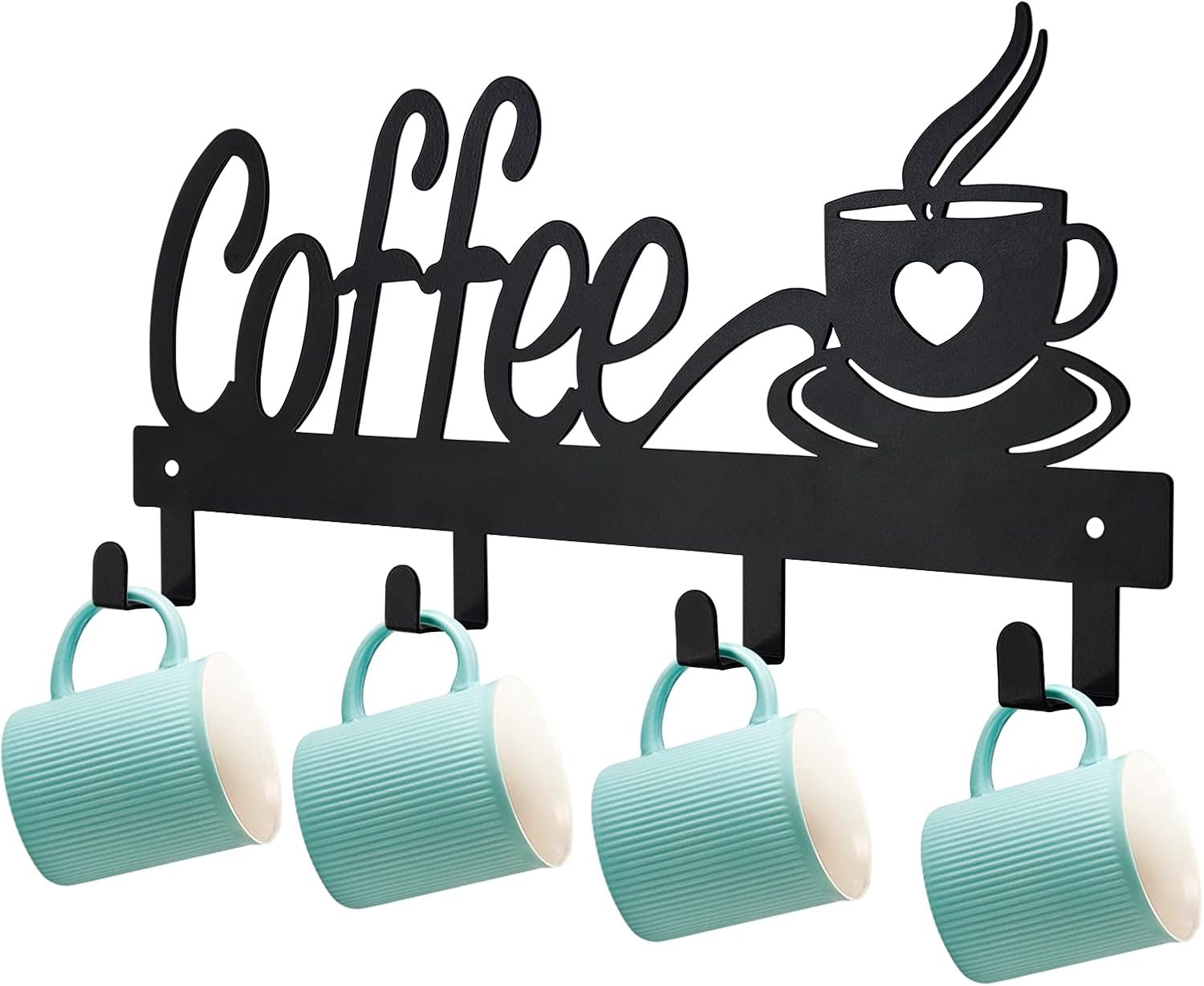CUKE2BEET Wall Mounted Coffee Mug Holder – Mug Organizer Rack for Coffee Bar, Kitchen Utensils Display