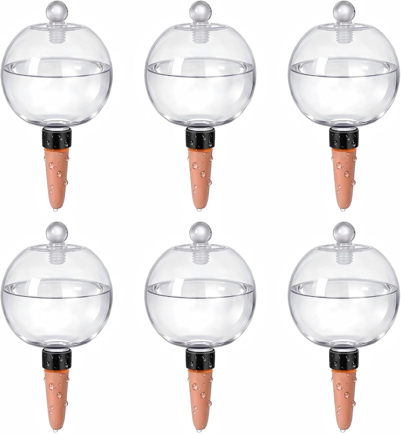 EX-Large Plant Watering Globes with Cover 26oz Top Fill Plastic Water Bulbs Self Watering Planter Inser, Slow Release Terracott, Plant Watering Devices for Plants, 6 Pack